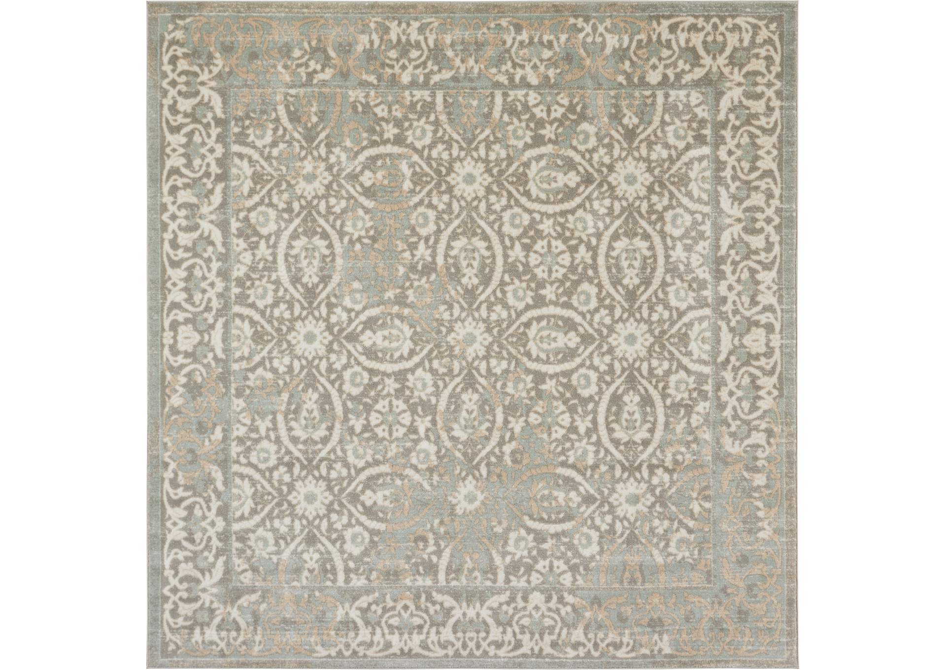 Nourison Euphoria EUP05 Grey 5' Square Area Rug,Nourison