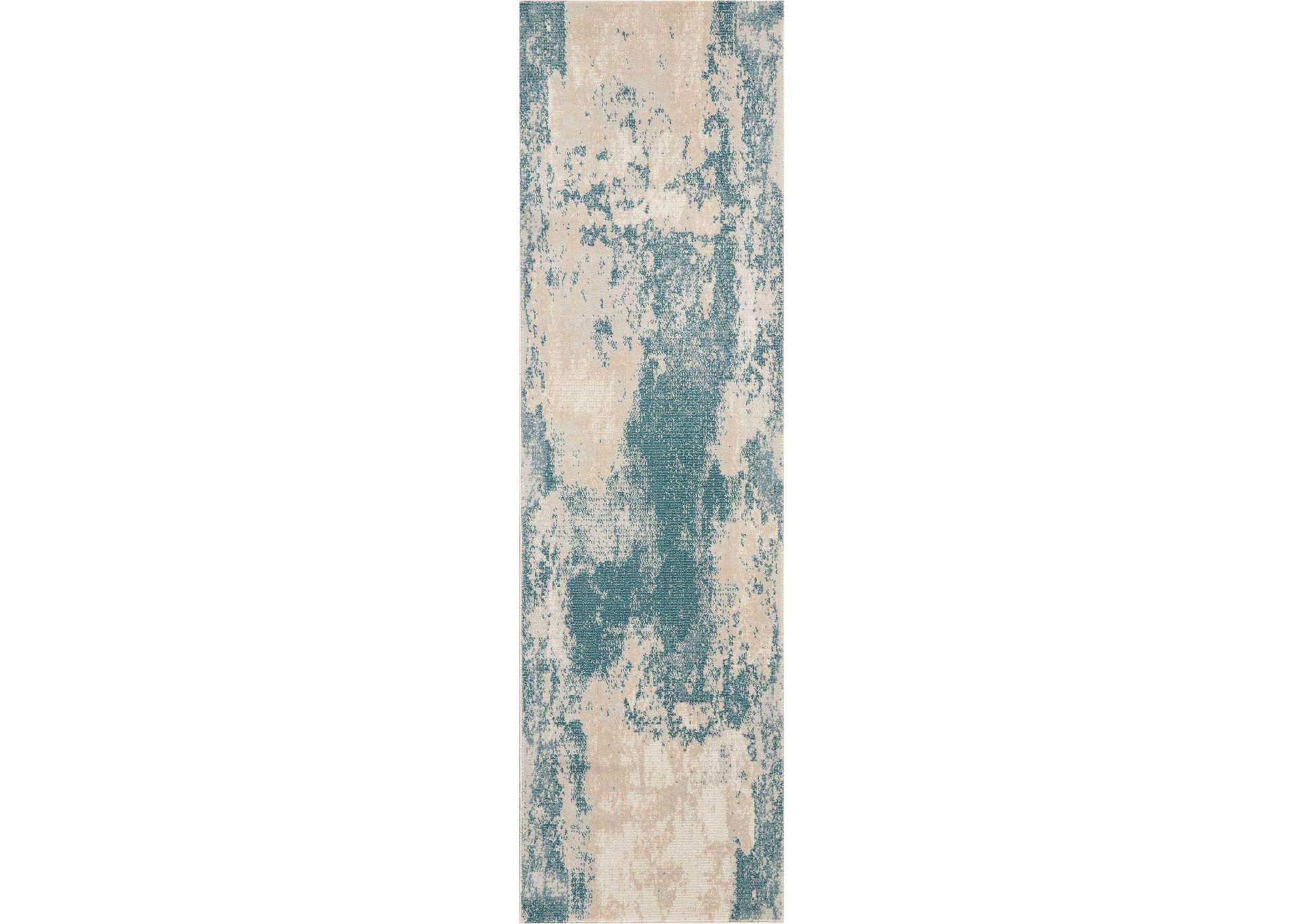Nourison Maxell MAE13 Blue and White 8' Runner Hallway Rug,Nourison