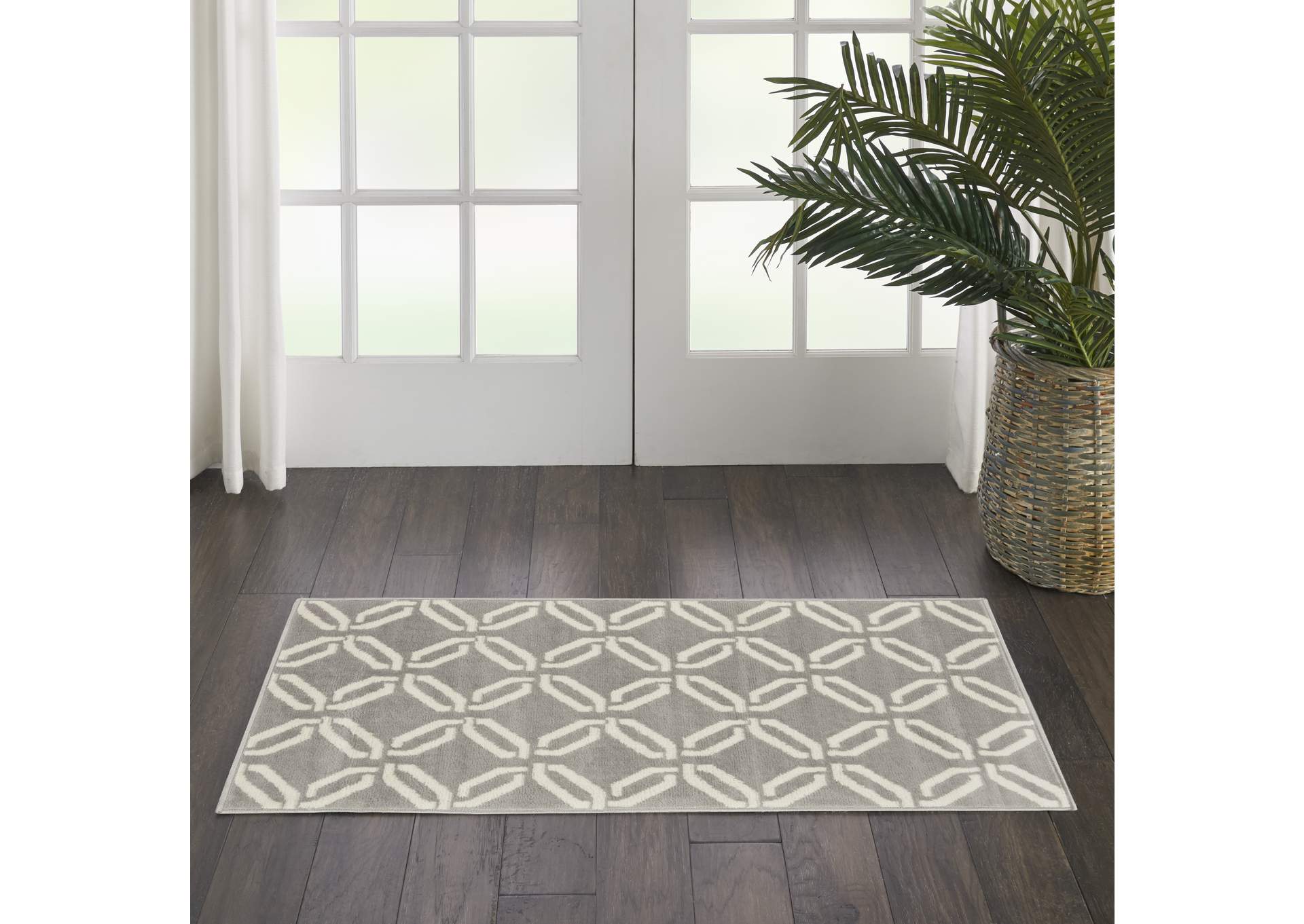 Nourison Jubilant 2' x 4' Small Grey Trellis Area Rug,Nourison