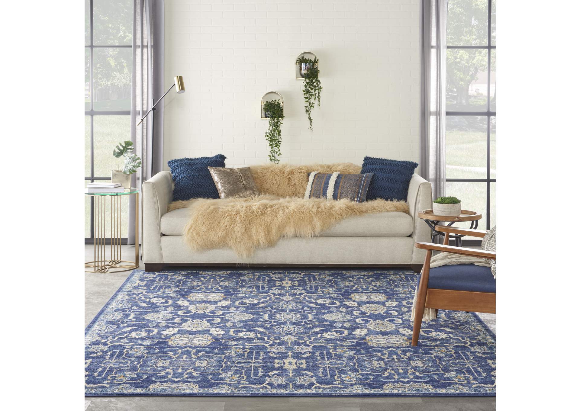 Nourison Grafix GRF24 Navy Blue 8'x10' Large Rug,Nourison