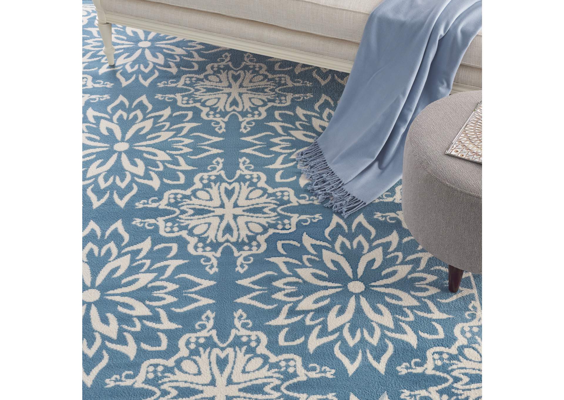Nourison Jubilant 8' x 10' Ivory Blue Transitional Area Rug,Nourison