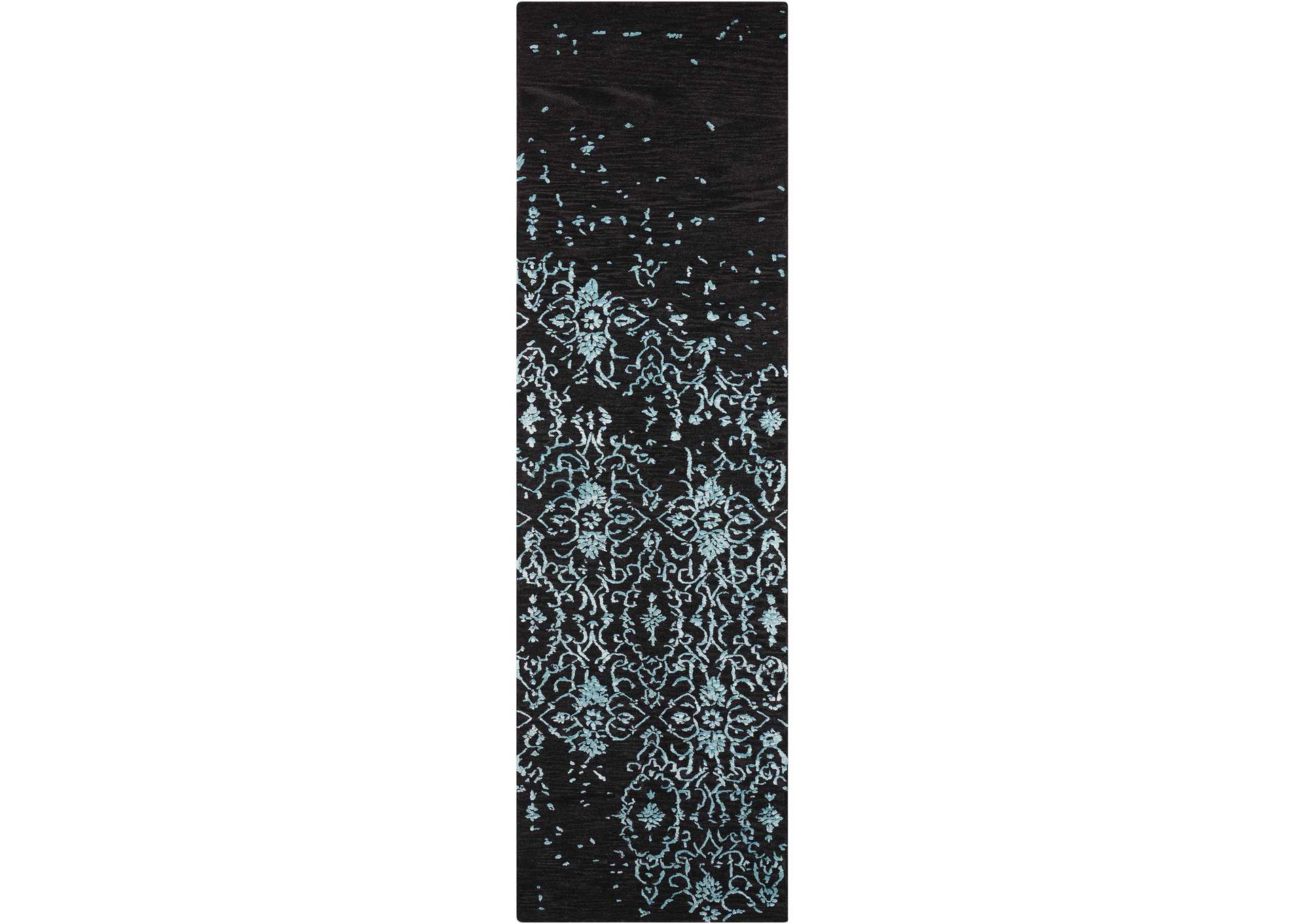 Nourison Opaline OPA06 Black and Blue 8' Runner Hallway Rug,Nourison