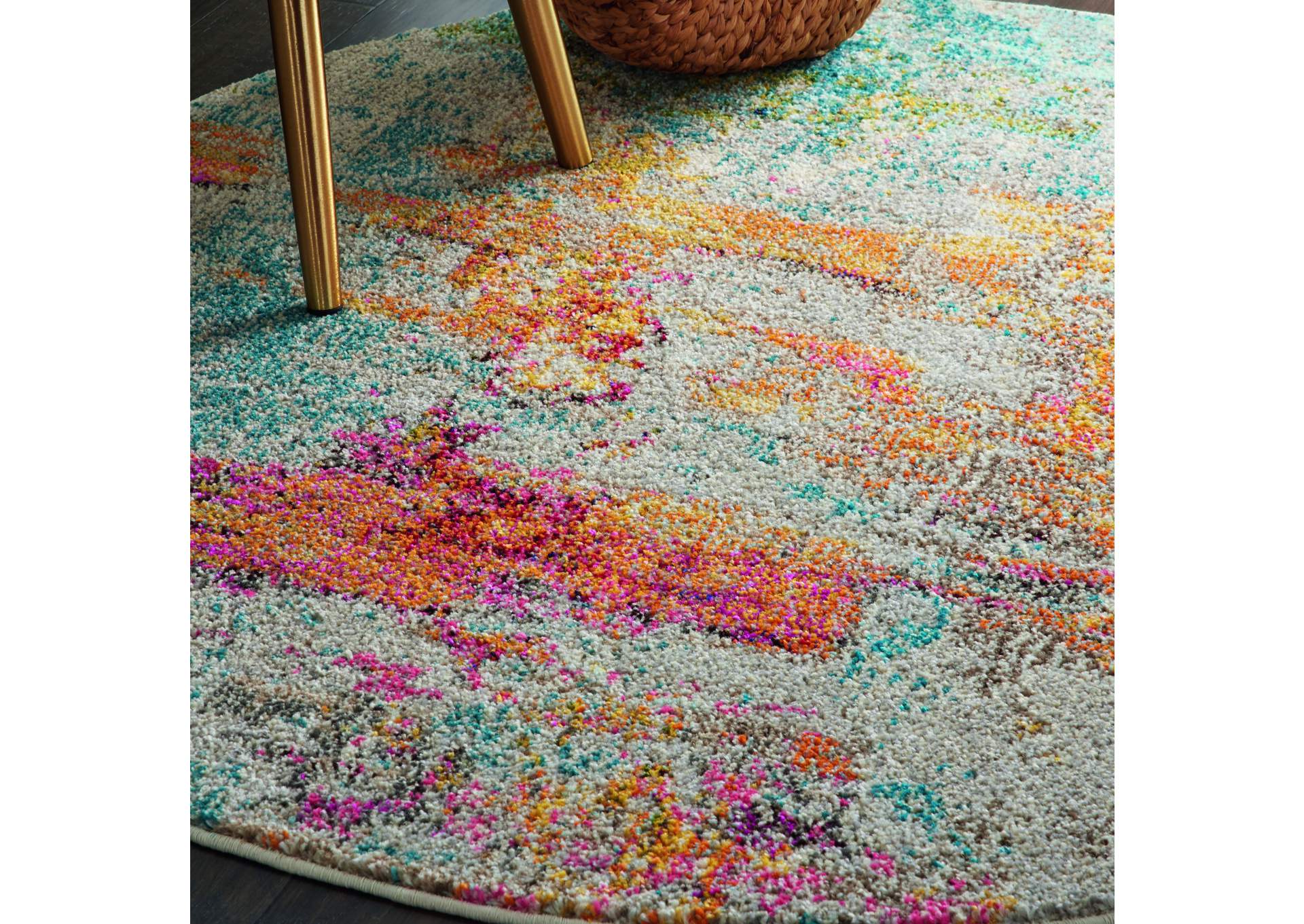 Nourison Celestial CES02 Multicolor 8' Round Large Rug,Nourison