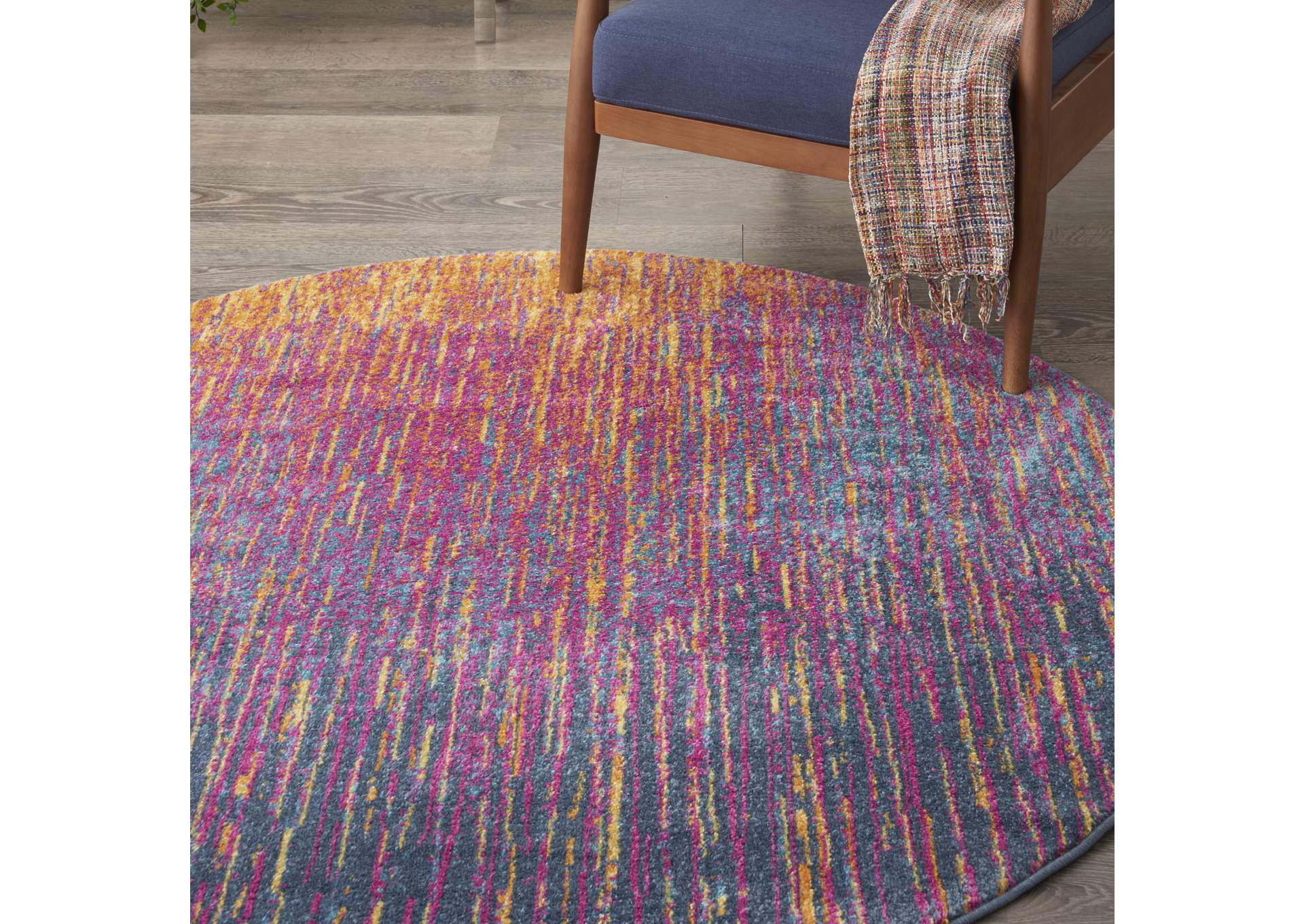 Nourison Passion PSN09 Multicolor 5' Round Colorful Area Rug,Nourison