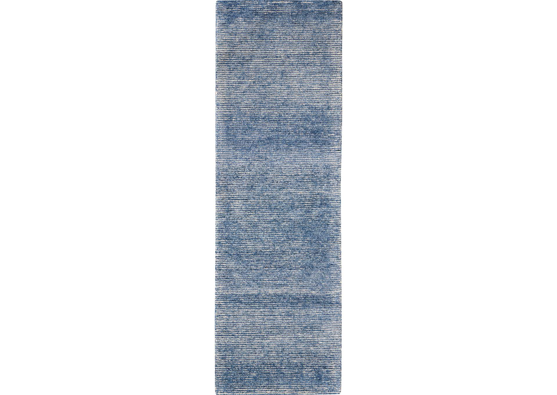 Nourison Weston WES01 Blue 8' Runner Textured Hallway Rug,Nourison