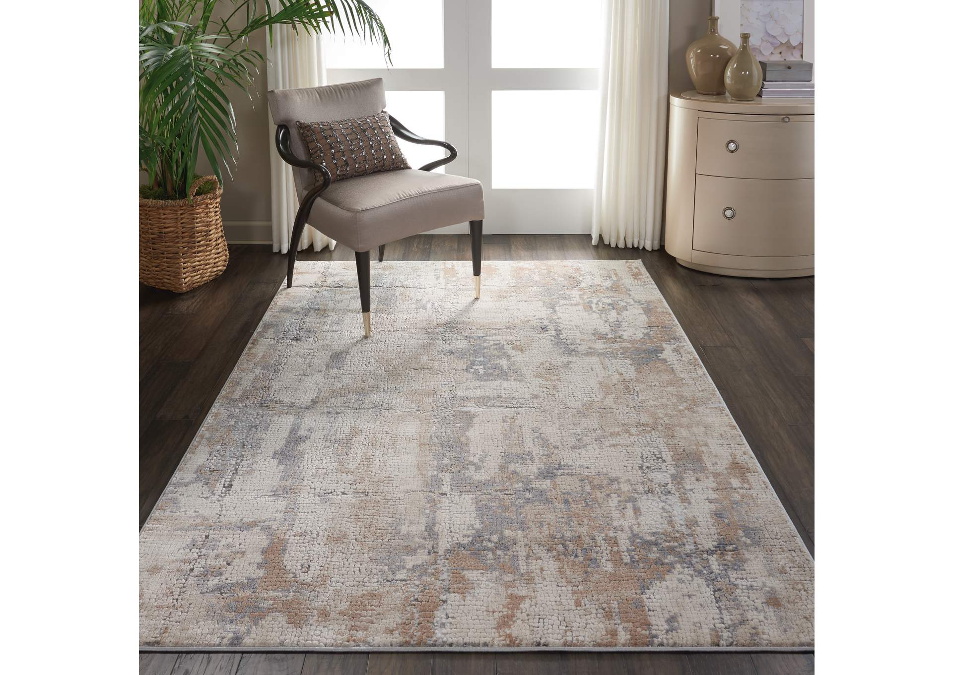 Nourison Rustic Textures RUS06 Beige and Grey 4'x6' Rustic Area Rug,Nourison
