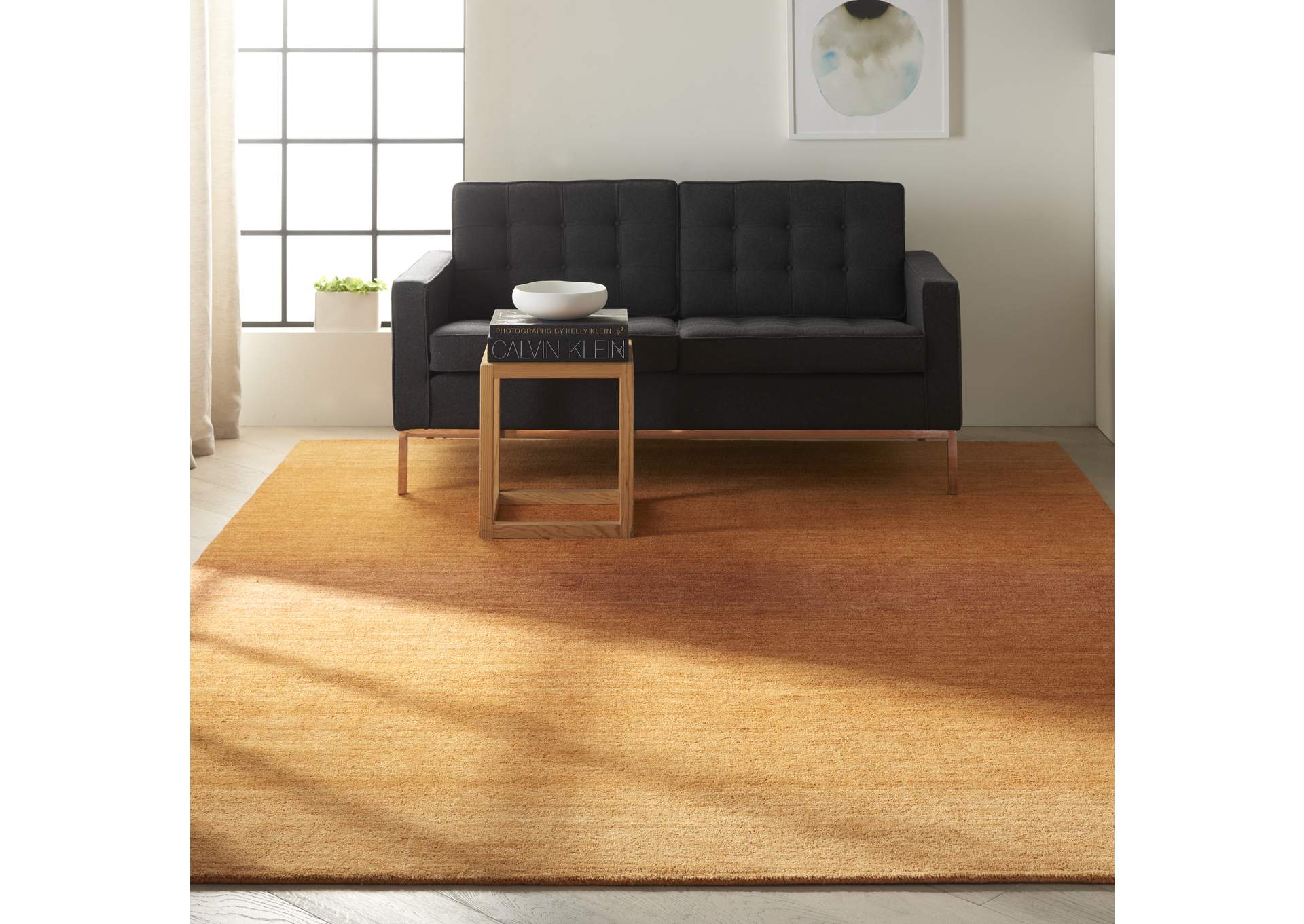Calvin Klein Linear Glow GLO01 Brown 8'x11' Rug,Nourison