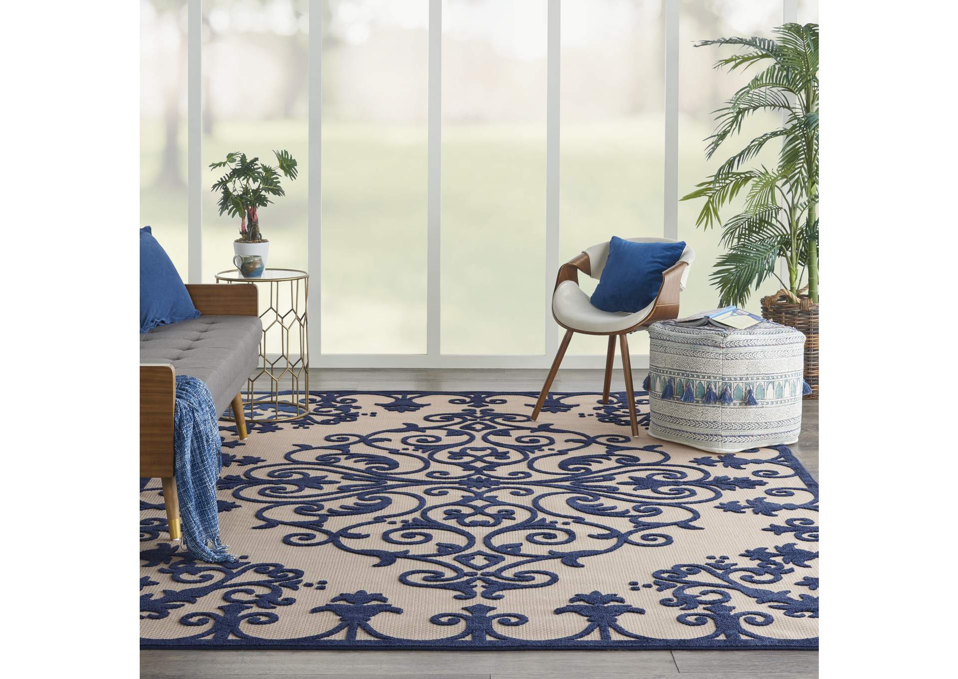 Nourison Aloha ALH12 Navy 8'x11' Oversized Indoor-outdoor Rug,Nourison