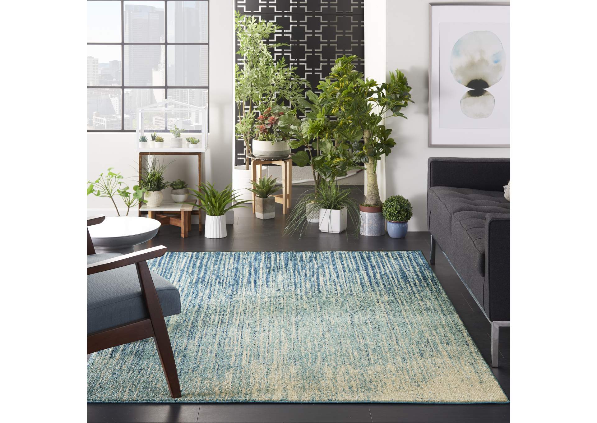 Nourison Passion 5' x 7' Navy Light Blue Area Rug,Nourison