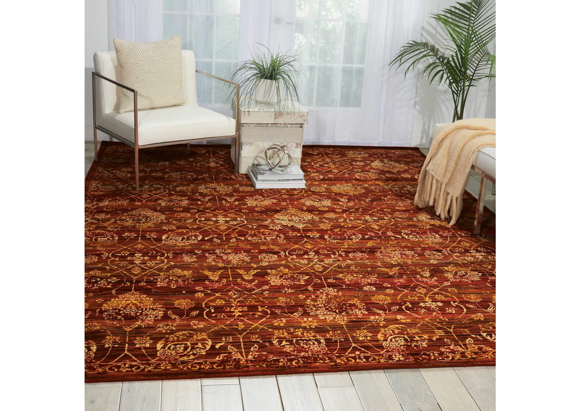 Nourison Rhapsody RH007 Red and Yellow 9'x12' Rug,Nourison