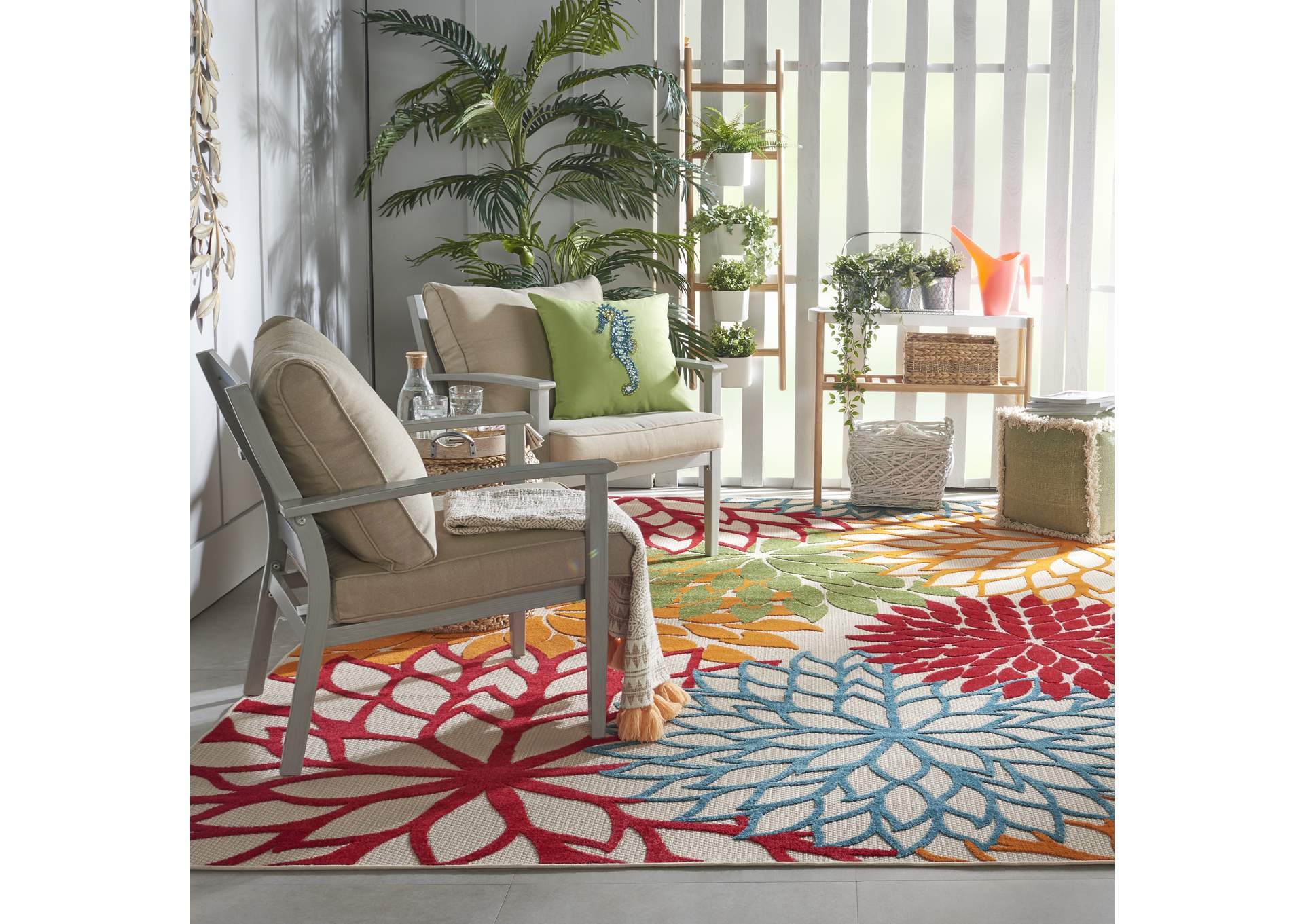 Nourison Aloha ALH05 Green 8'x11' Oversized Indoor-outdoor Rug,Nourison