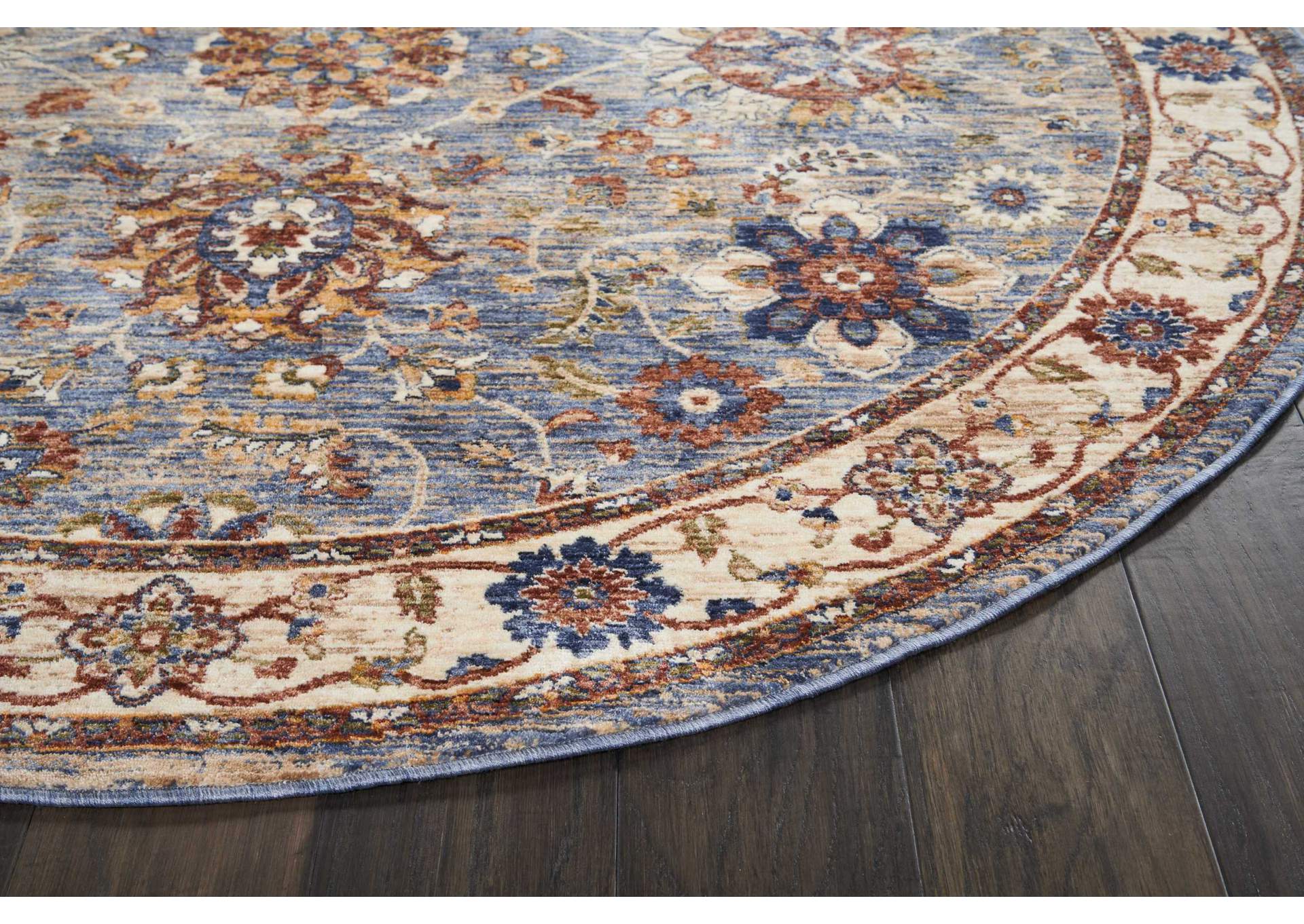 Nourison Lagos LAG04 Light Blue Multicolor 5' Round Area Rug,Nourison