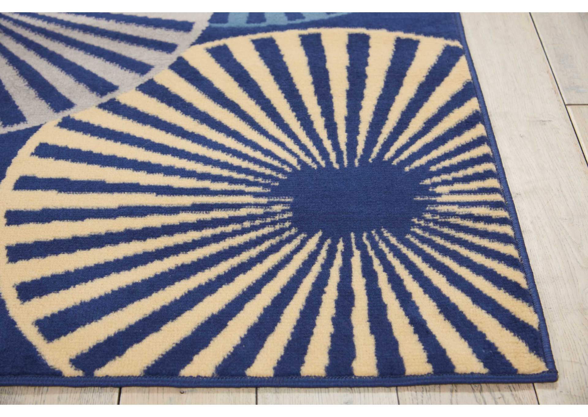 Nourison Grafix GRF20 Navy and Cream White 5'x7' Area Rug,Nourison