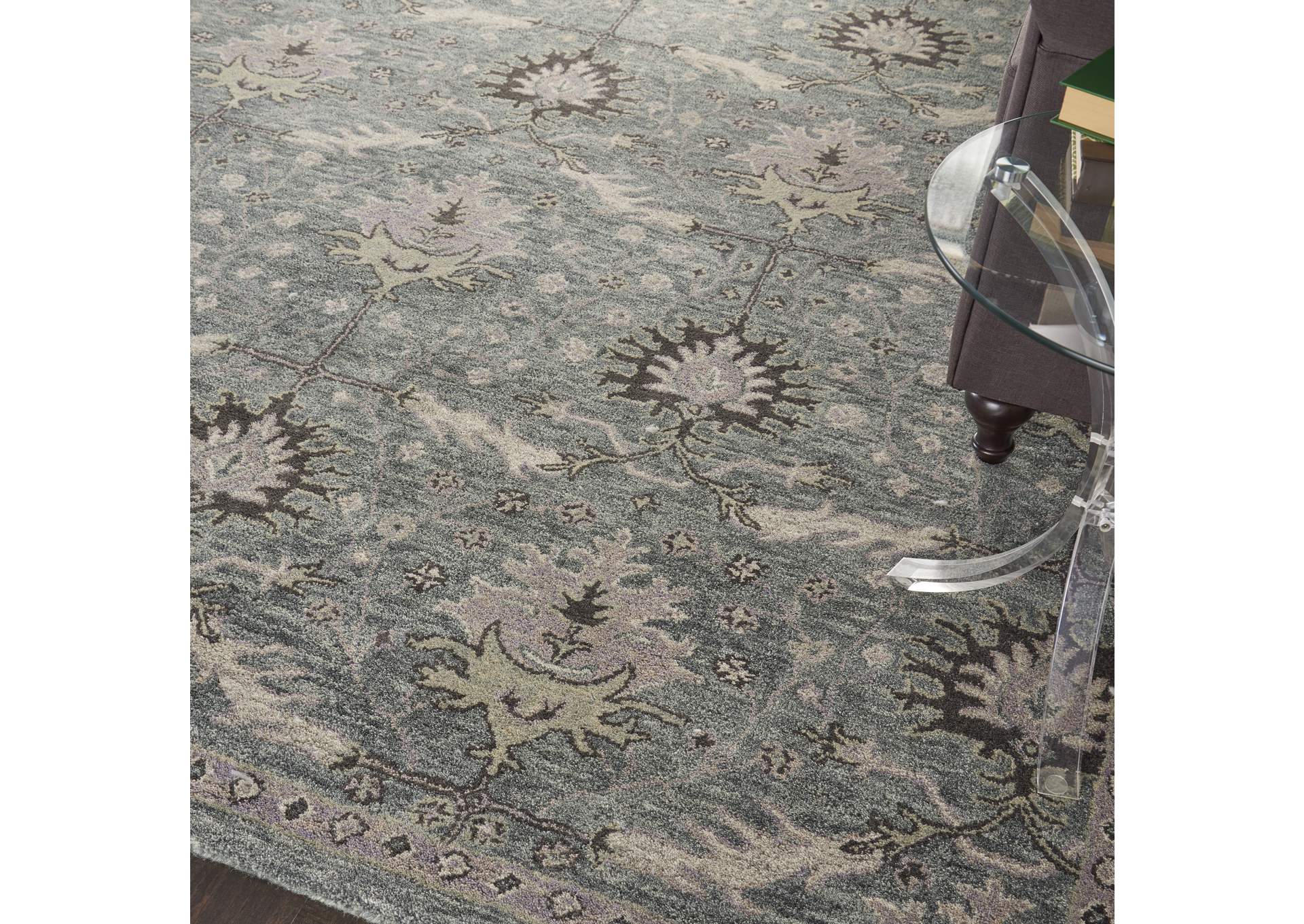 Nourison Jazmine JAZ02 Seafoam Green 8'x10' Large Wool Rug,Nourison