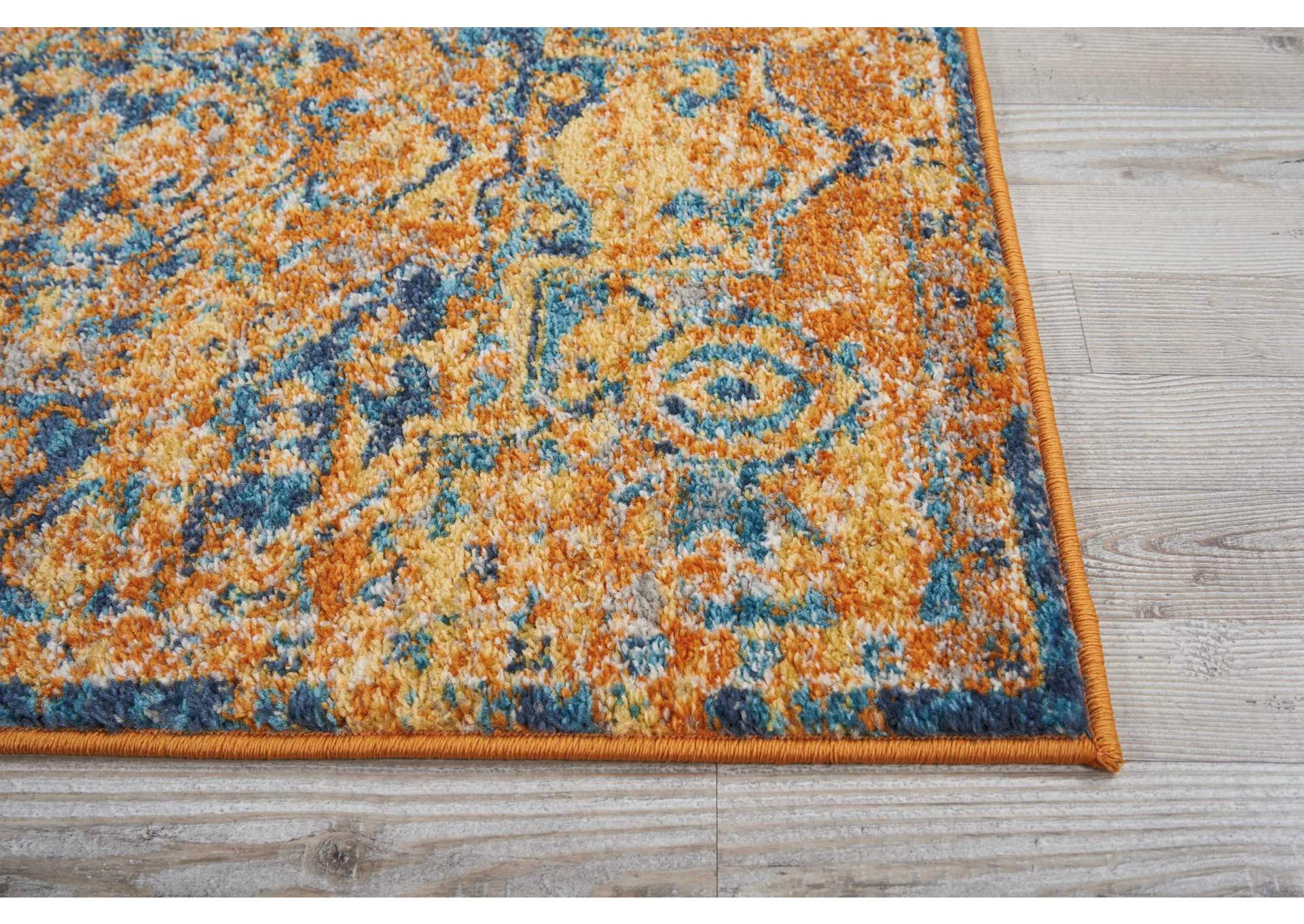 Nourison Passion PSN07 Orange and Blue 8' Runner Hallway Rug,Nourison