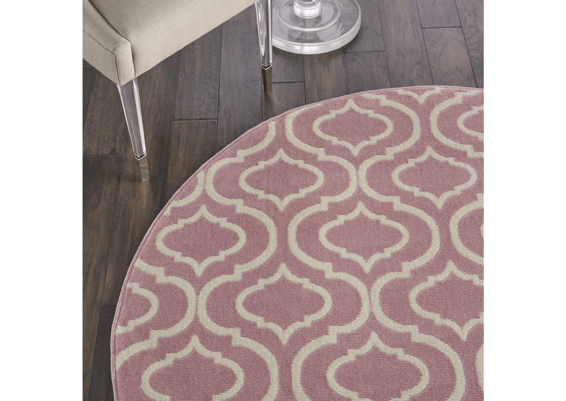 Nourison Jubilant JUB19 Pink 5' Round Moroccan Area Rug,Nourison