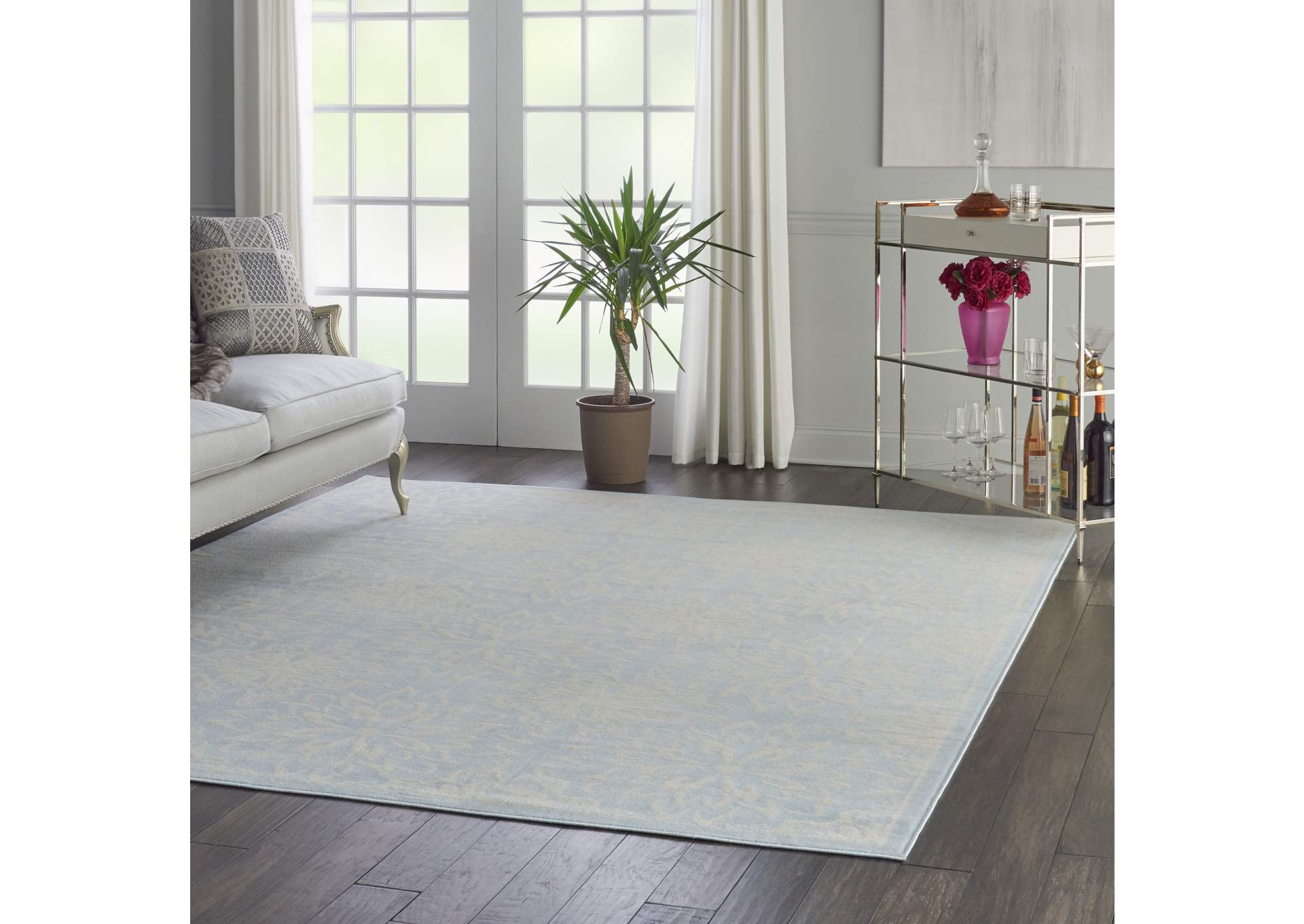 Nourison Jubilant JUB06 Light Blue 8'x10' Large Low-pile Rug,Nourison