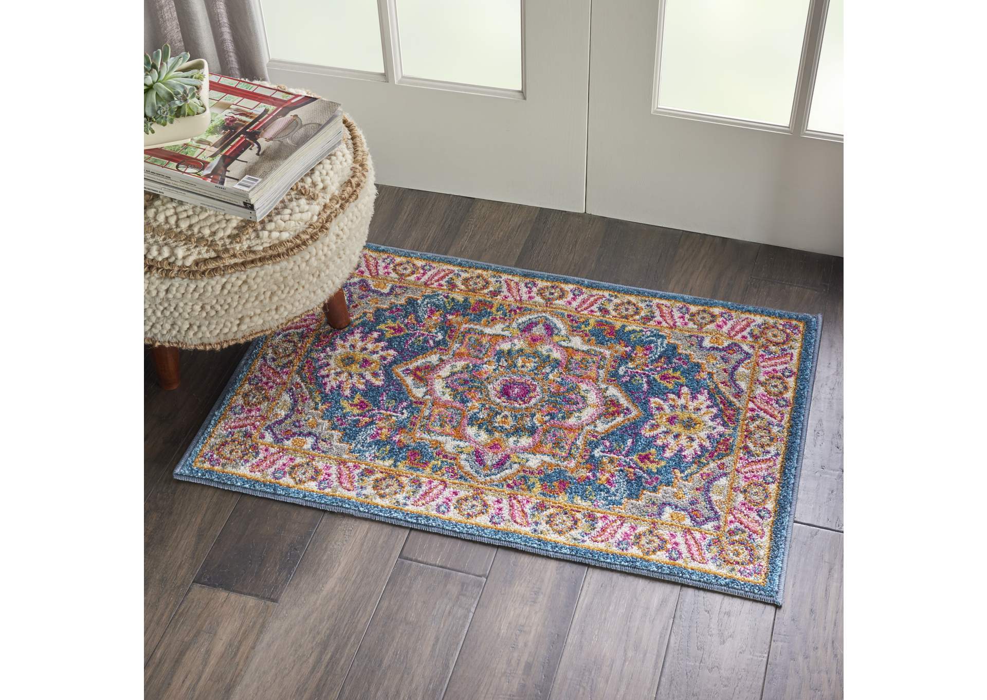 Nourison Passion 2'x3' Teal Multicolor Persian Area Rug,Nourison