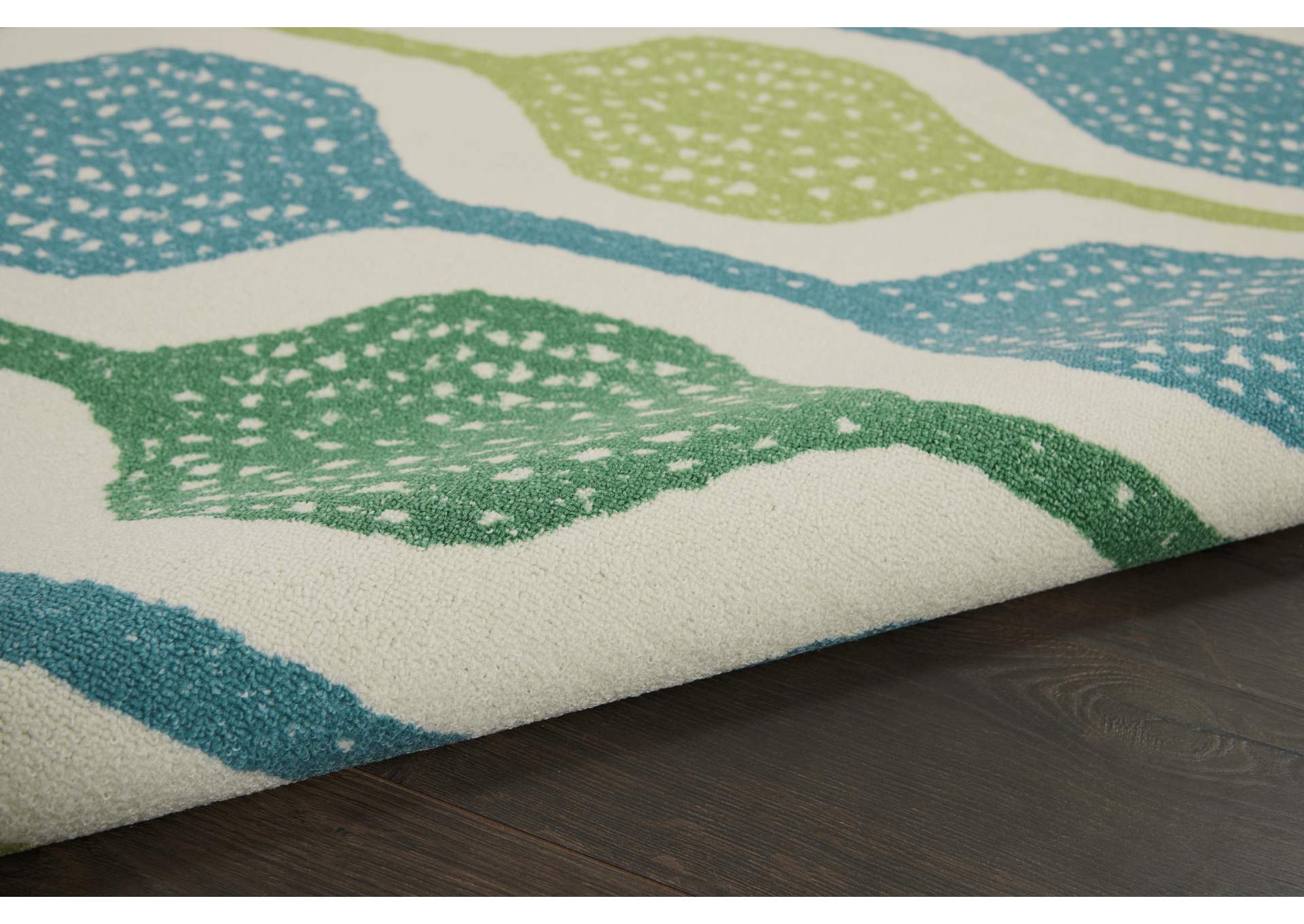 Waverly Sun N Shade SND70 Blue and Green 8'x11' Oversized Indoor-outdoor Rug,Nourison