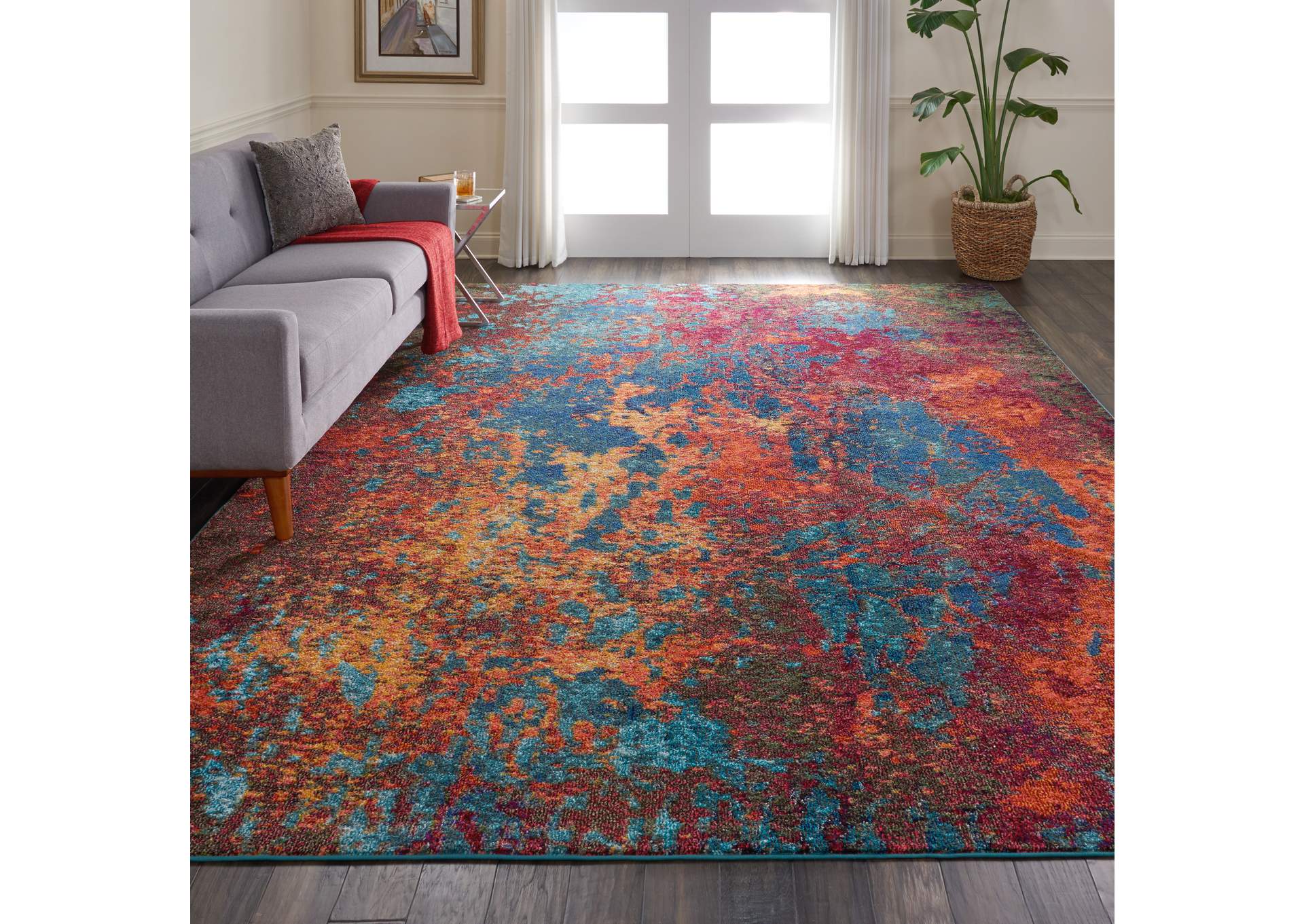 Nourison Celestial CES08 Blue and Red 9'x12' Oversized Rug,Nourison