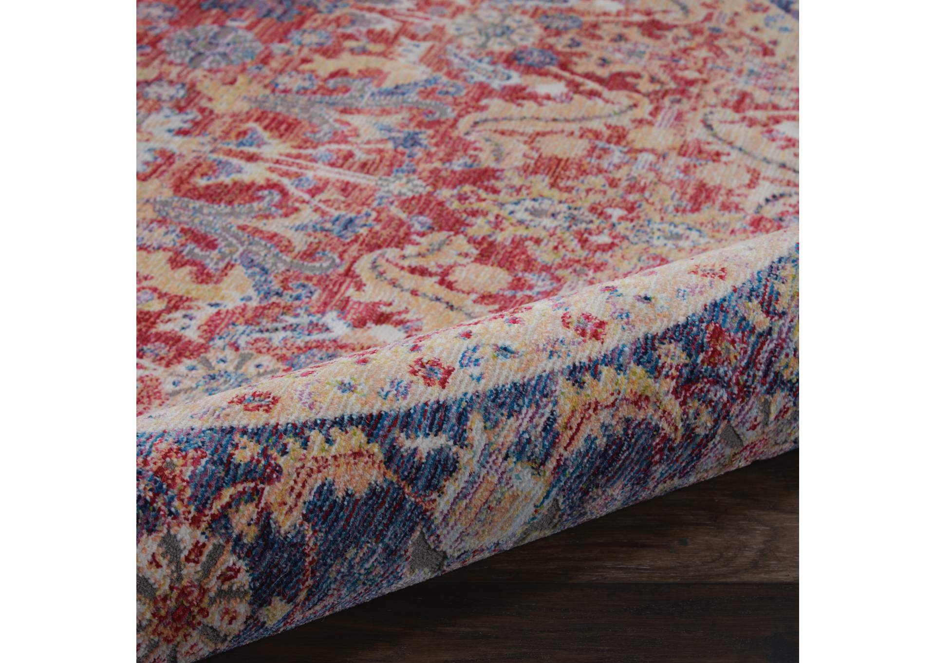 Nourison Ankara Global ANR02 Red and Blue Multicolor 6' Round Persian Area Rug,Nourison