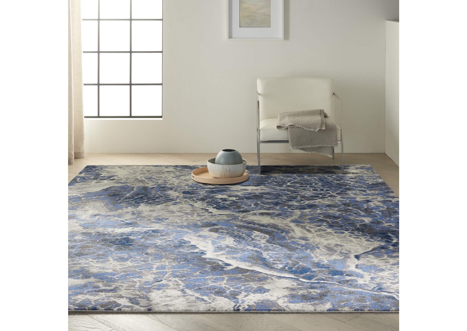 Calvin Klein Gradient 9' x 12' Blue and Grey Artistic Area Rug,Nourison
