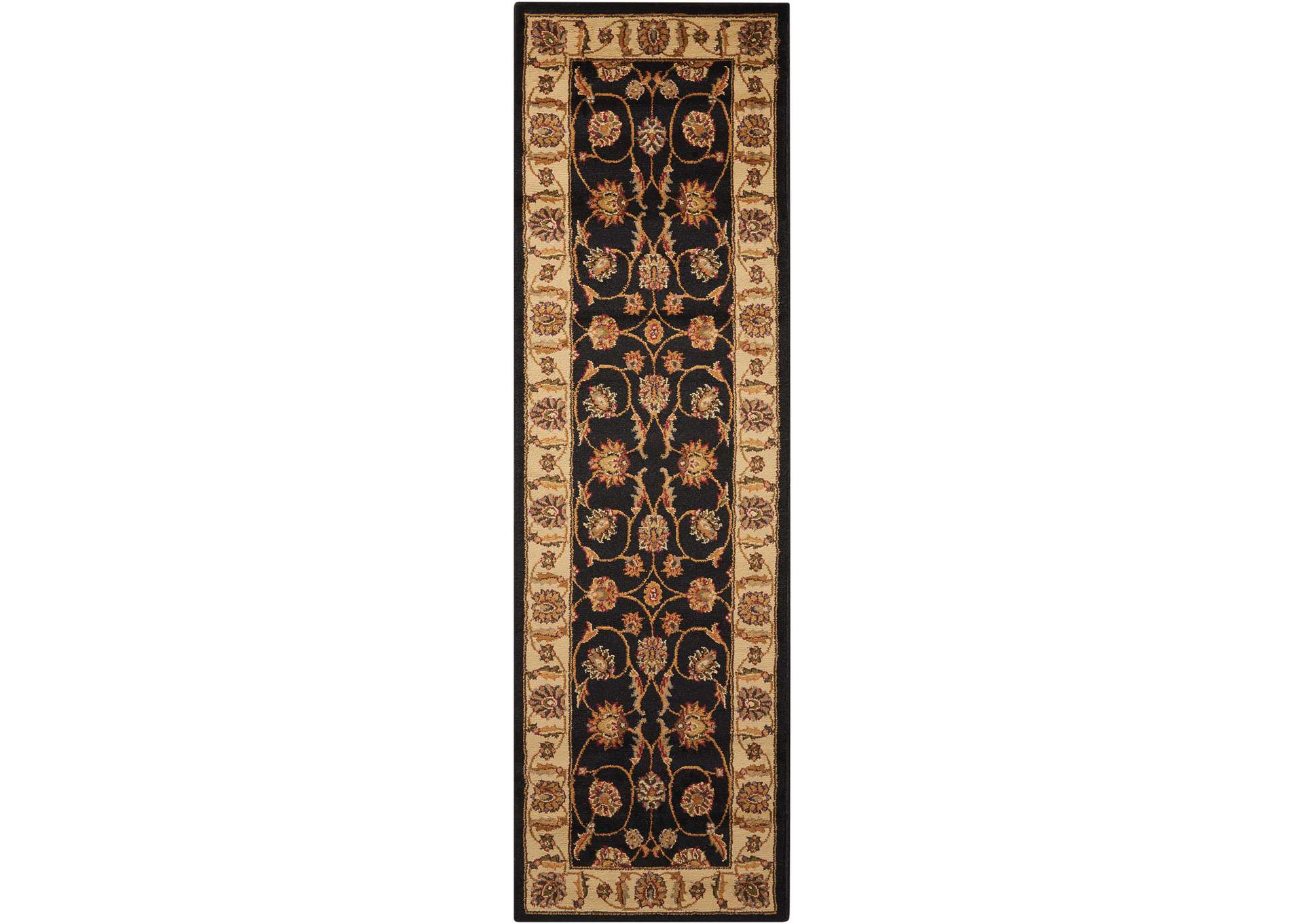 Nourison Paramount PAR09 Black 7' Runner Hallway Rug,Nourison