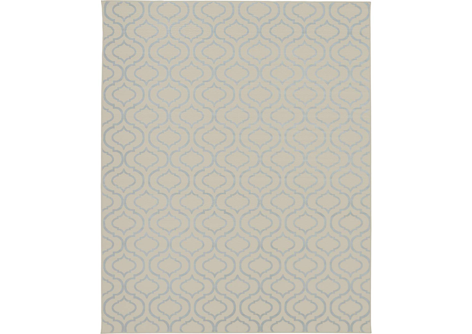 Nourison Jubilant JUB19 White and Blue 8'x10' Large Low-pile Rug,Nourison