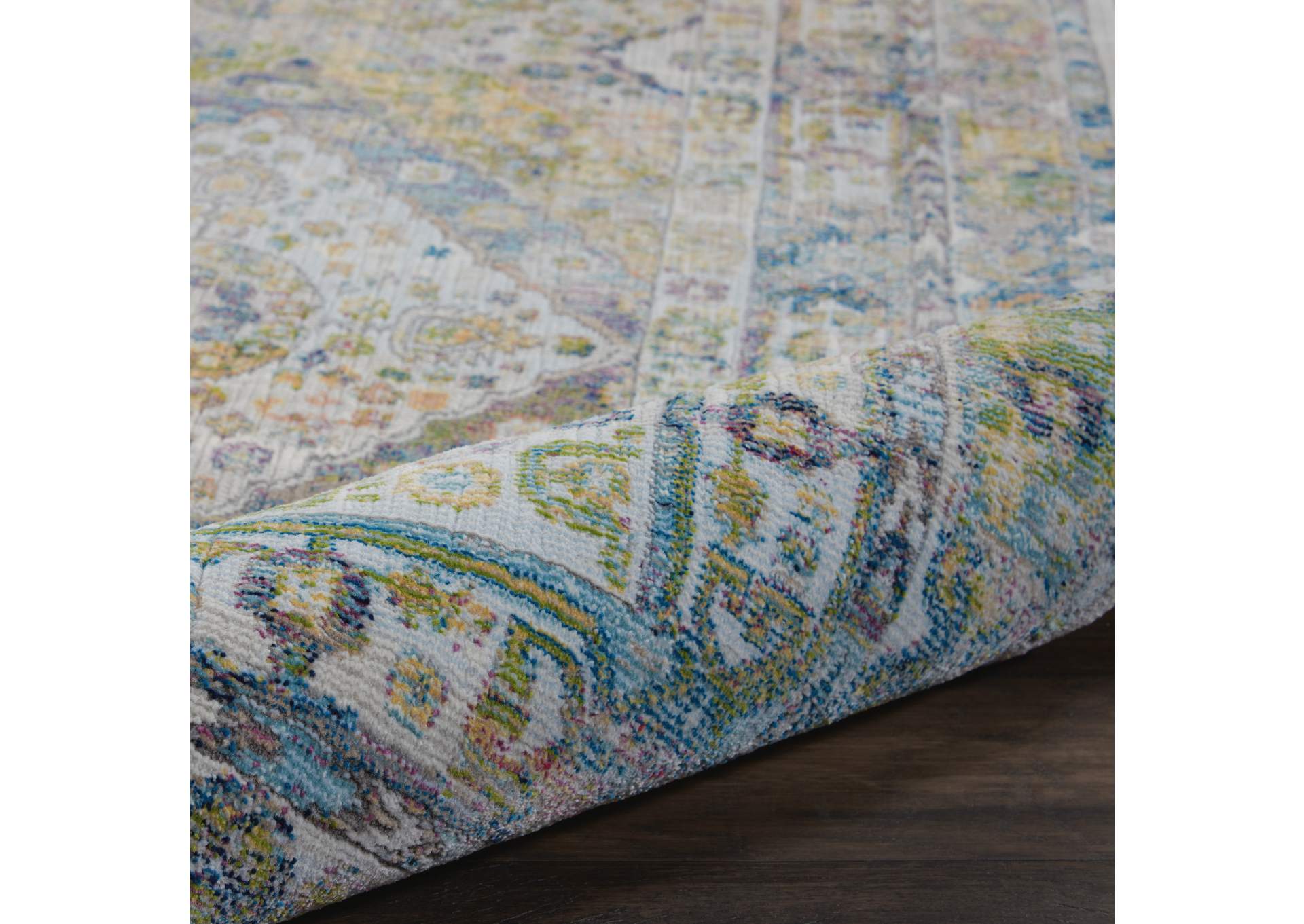 Nourison Ankara Global ANR07 Blue and Green 4'x6' Farmhouse Area Rug,Nourison
