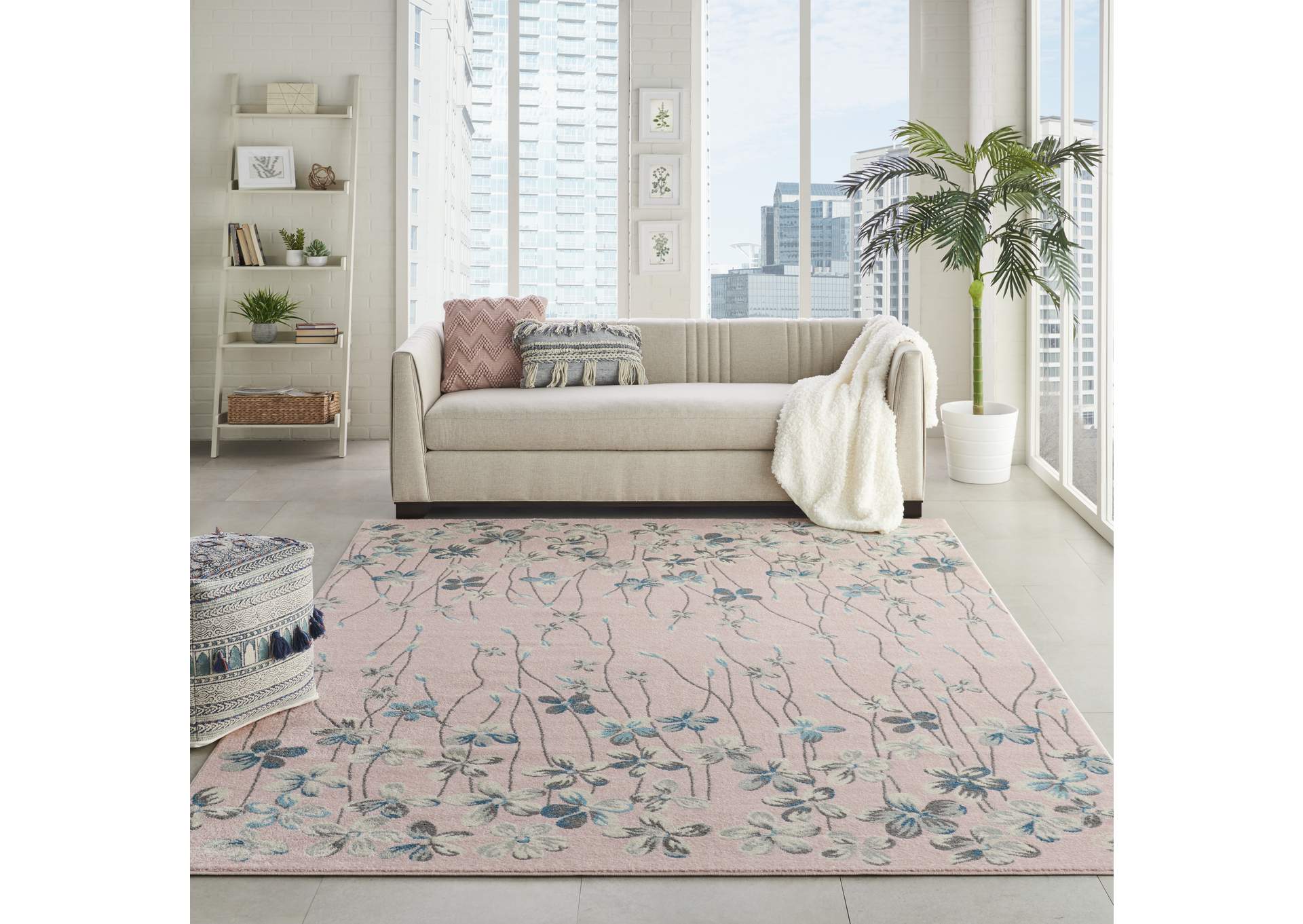 Nourison Tranquil TRA04 Pink 8'x10' Large Rug,Nourison