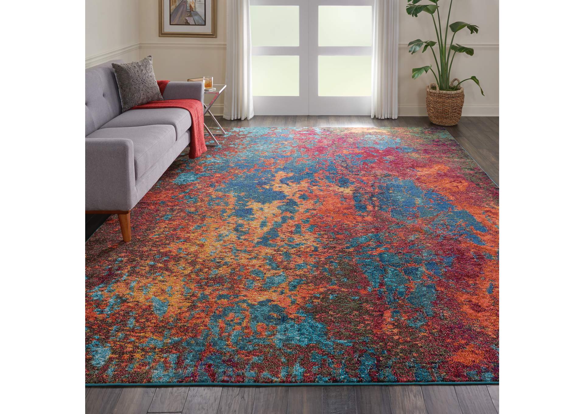 Nourison Celestial CES08 Blue and Red 10'x14' Oversized Rug,Nourison