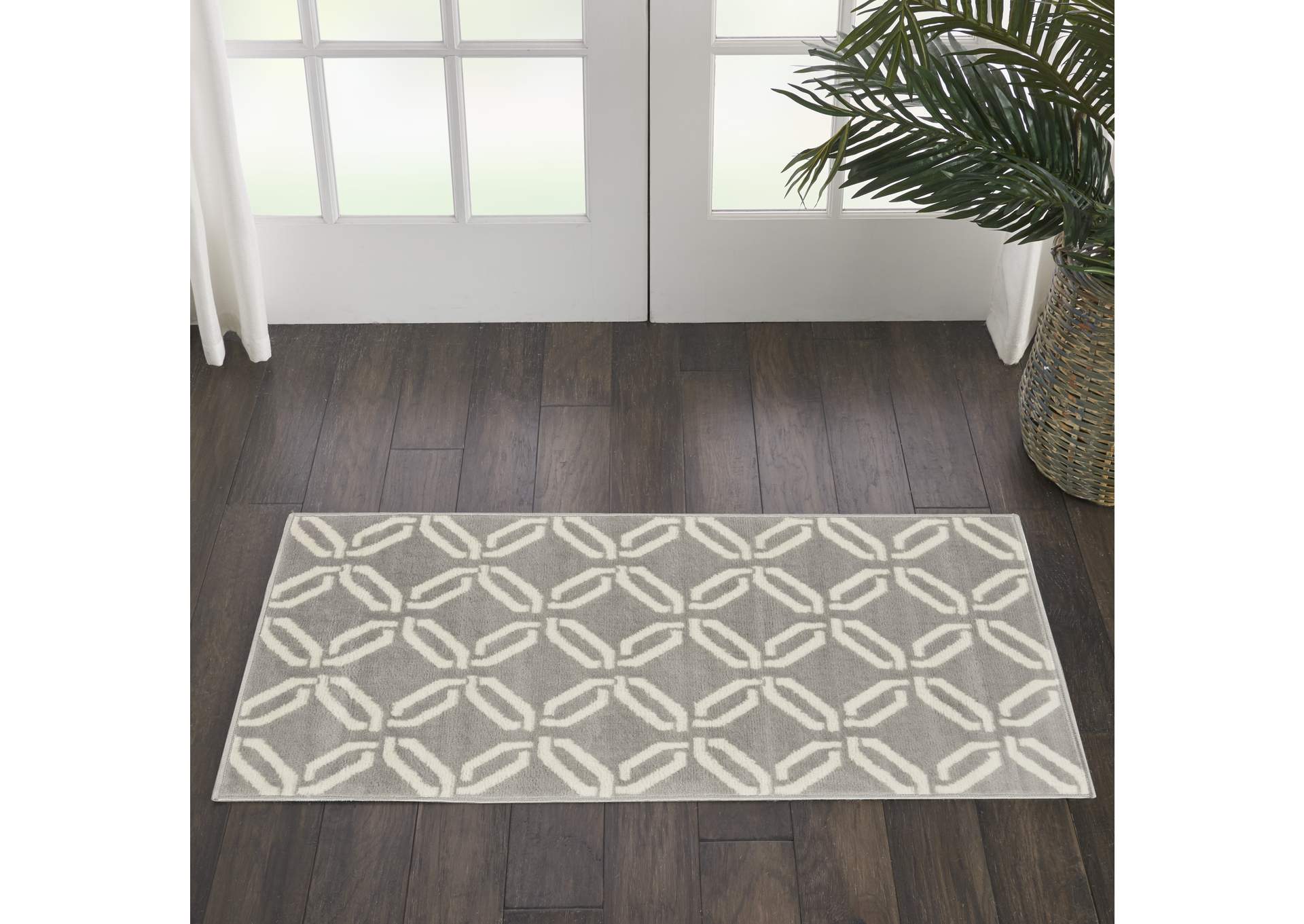 Nourison Jubilant 2' x 4' Small Grey Trellis Area Rug,Nourison