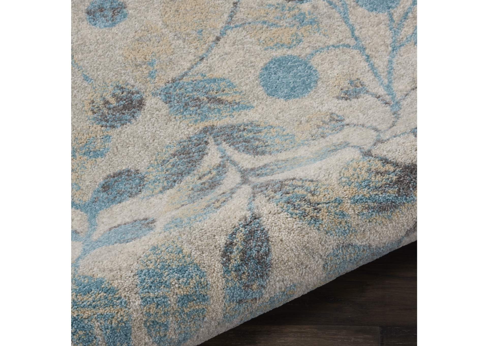Nourison Tranquil TRA03 Turquoise and Beige 7' Runner Hallway Rug,Nourison