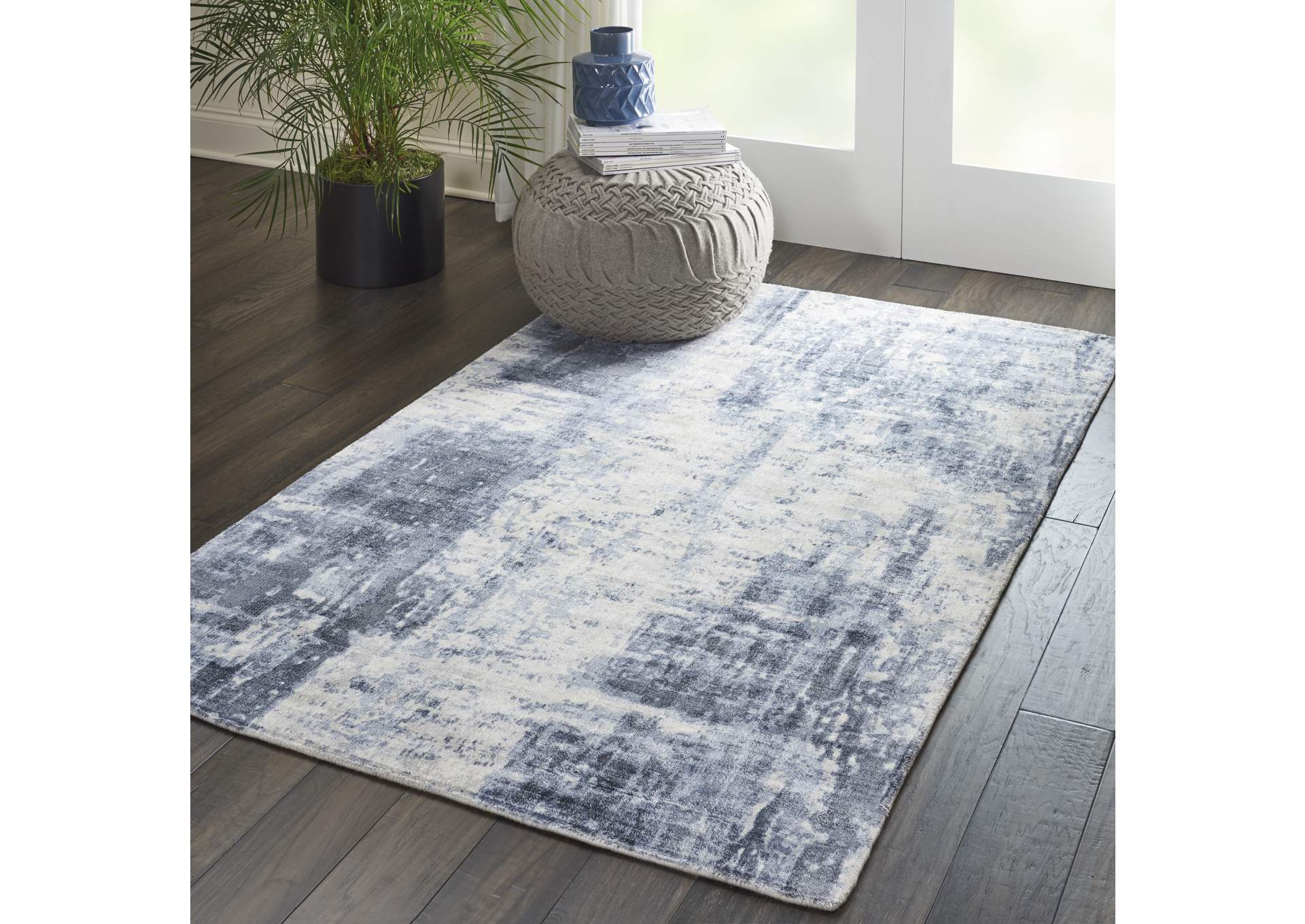 kathy ireland Home Safari Dreams KI372 Slate Blue and White 4'x6' Area Rug,Nourison
