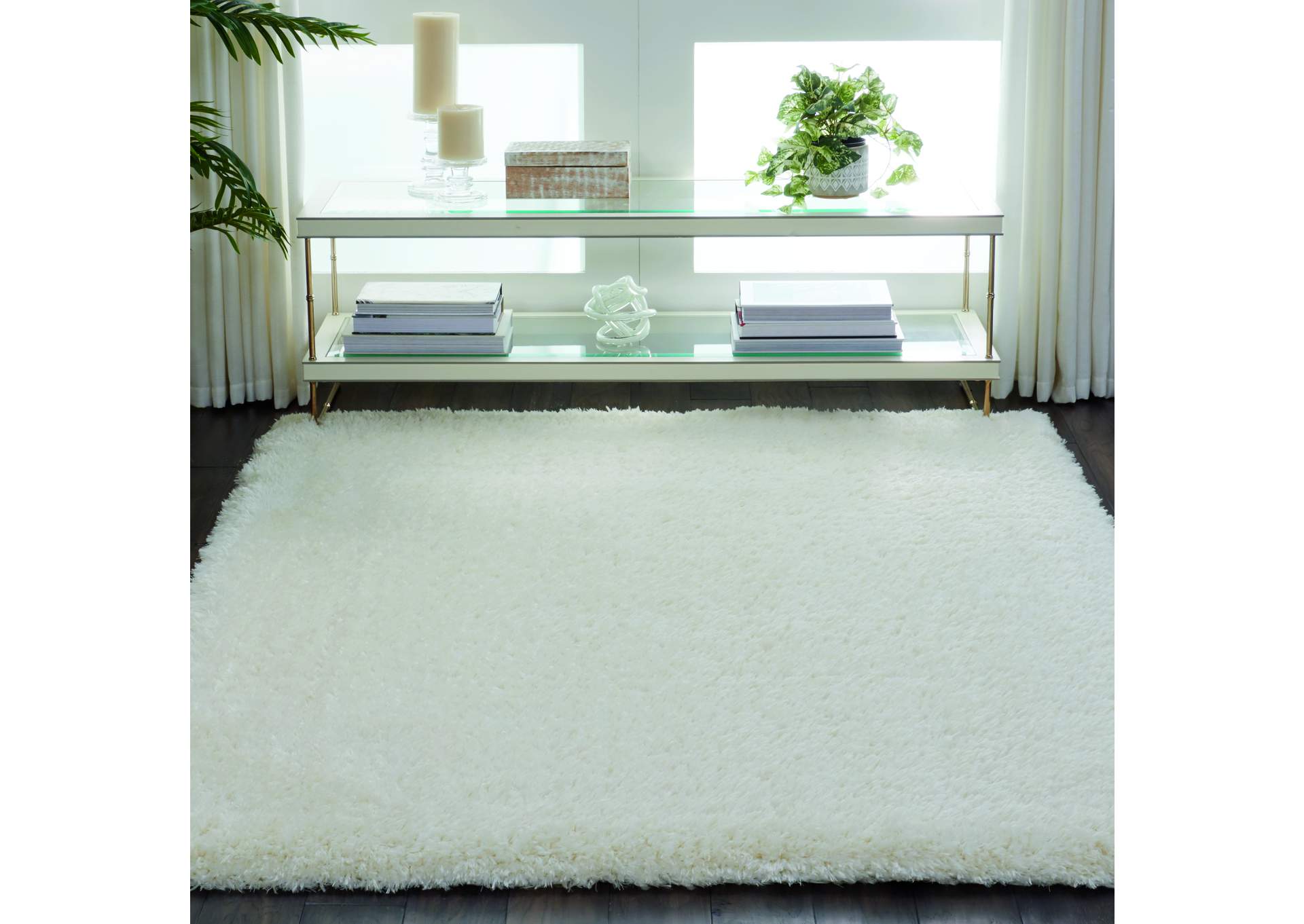 Nourison Luxe Shag LXS01 White 4'x6' Flokati Area Rug,Nourison