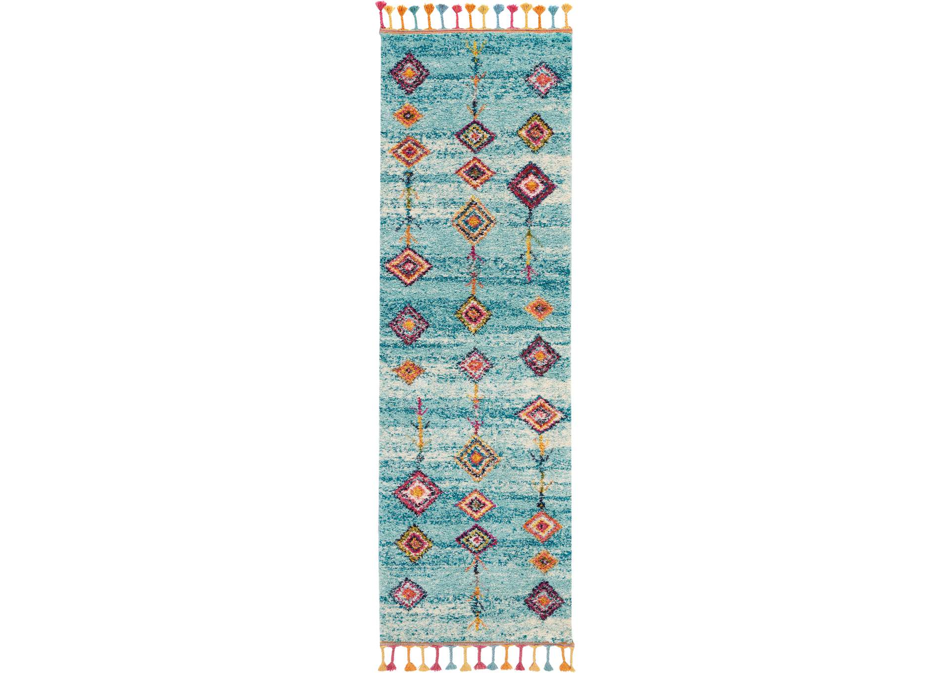 Nourison Nomad NMD04 Aqua Multicolor 8' Runner Hallway Rug,Nourison