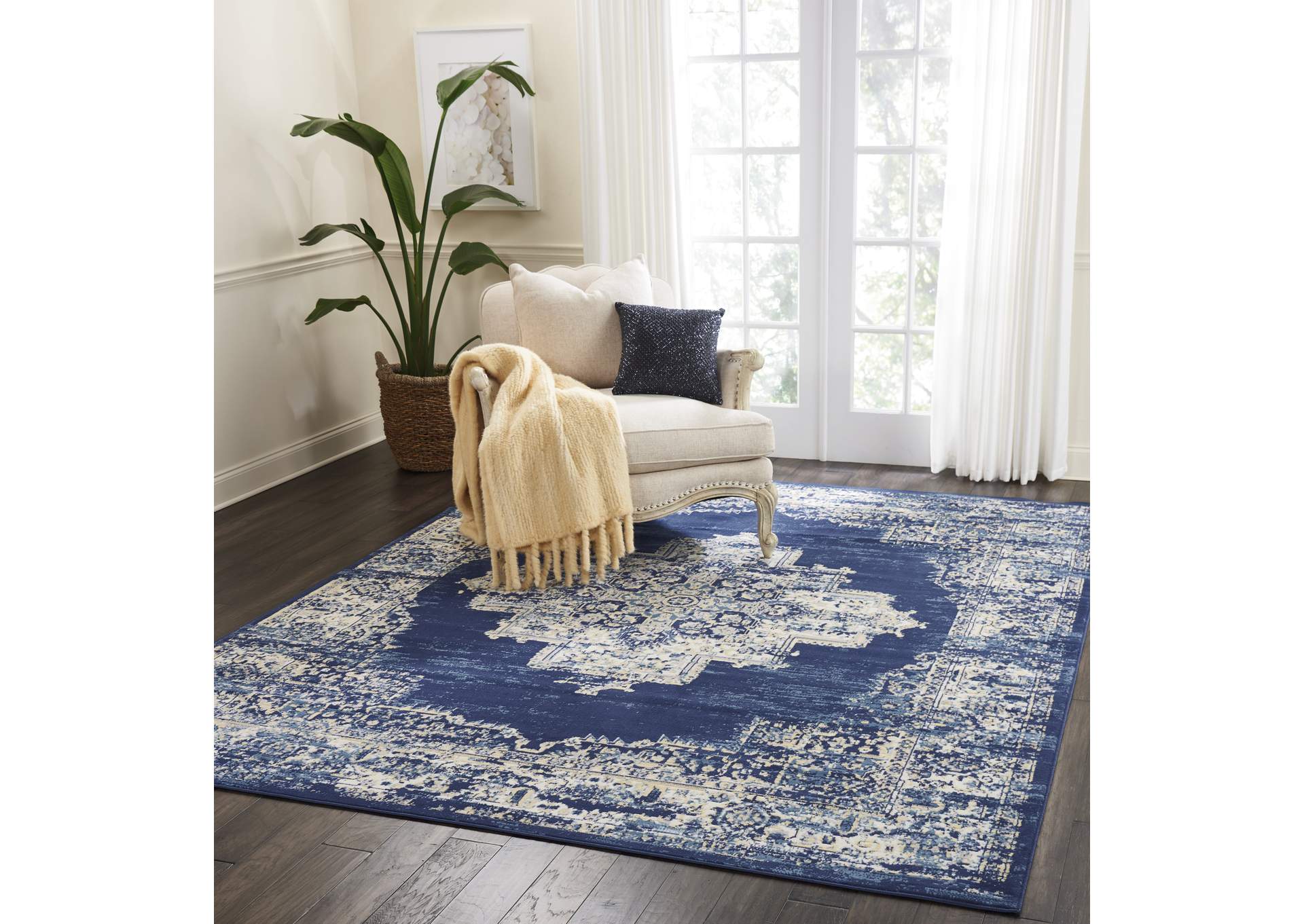 Nourison Grafix GRF14 Blue 8'x10' Large Rug,Nourison