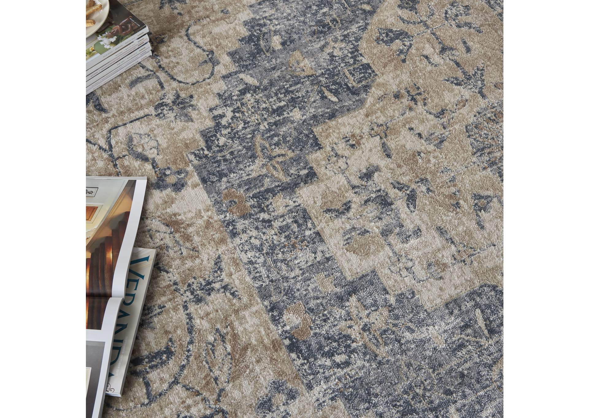 Malta by kathy ireland Home MAI11 Ivory/Blue 8'x11' Area Rug,Nourison