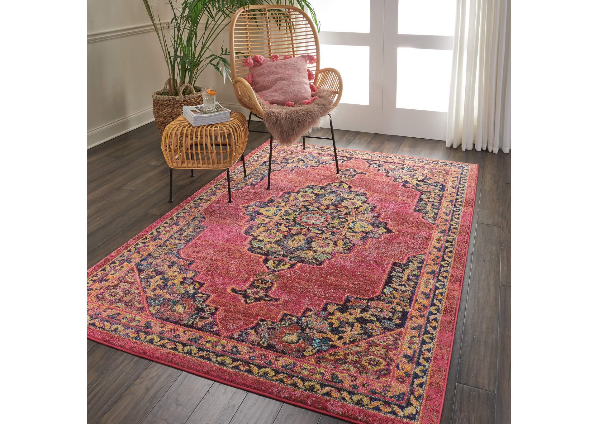 Nourison Passionate PST01 Pink Multicolor 5'x7' Boho Area Rug,Nourison