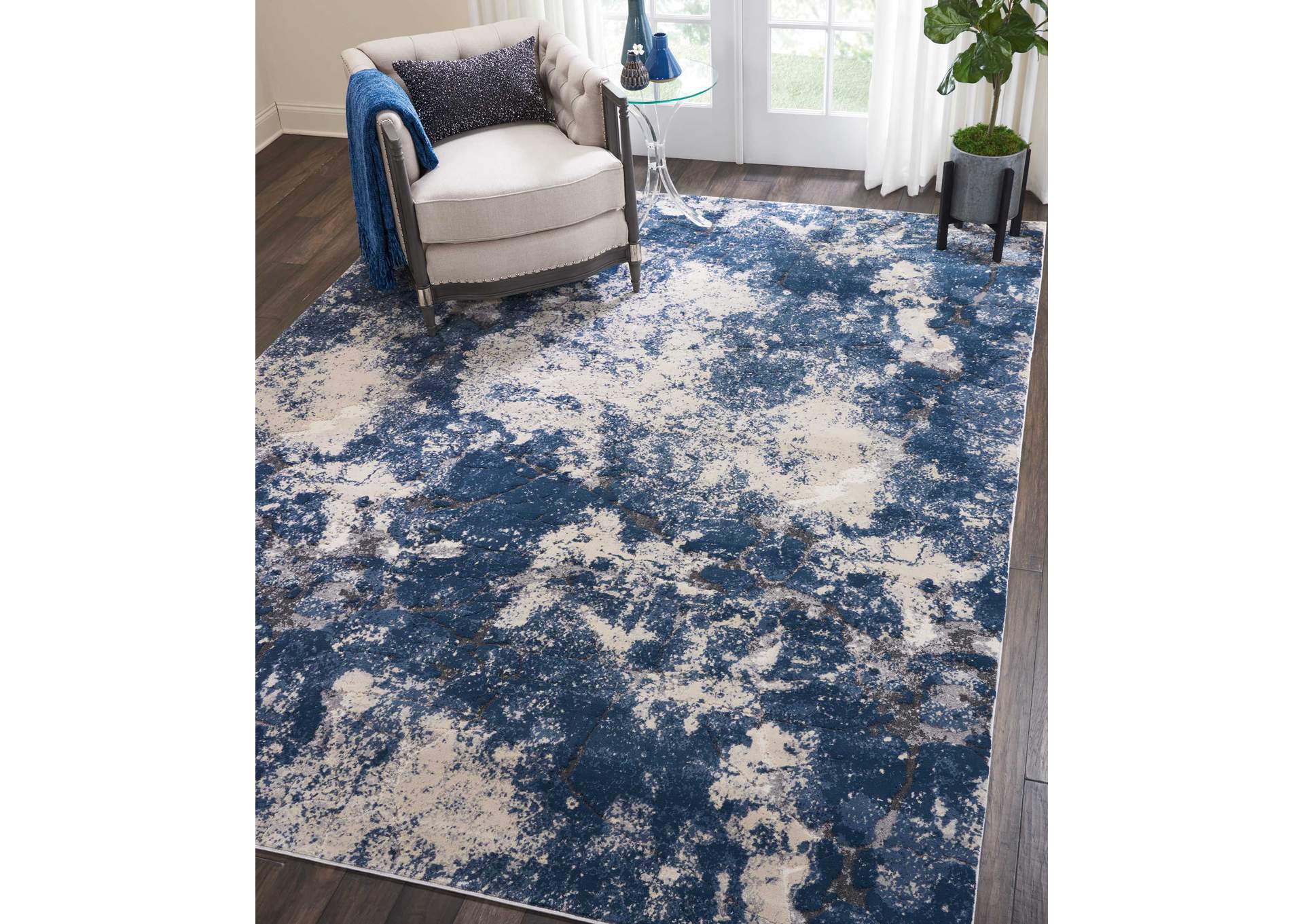 kathy ireland Home Heritage KI355 Beige and Blue 8'x11' Oversized Rug,Nourison