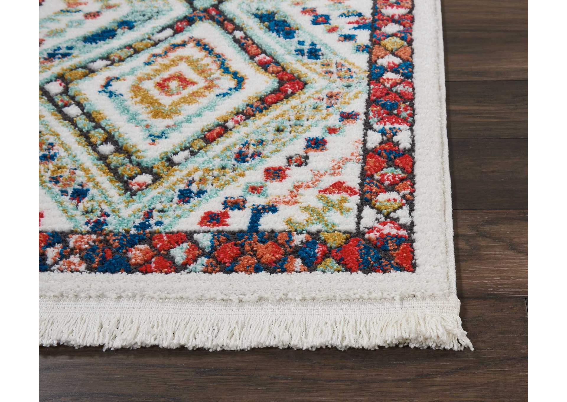 Nourison South Western NAV02 White Multicolor 8' Runner Hallway Rug,Nourison