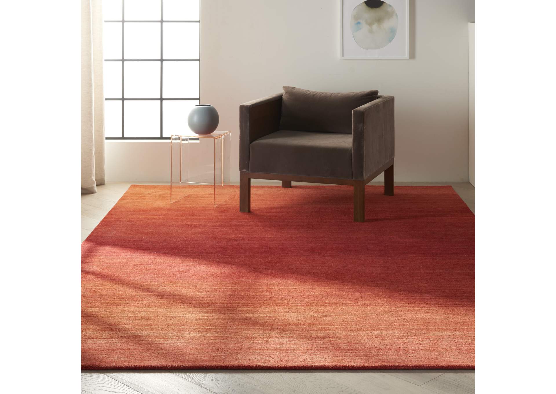Calvin Klein Linear Glow GLO01 Red 8'x11' Rug,Nourison