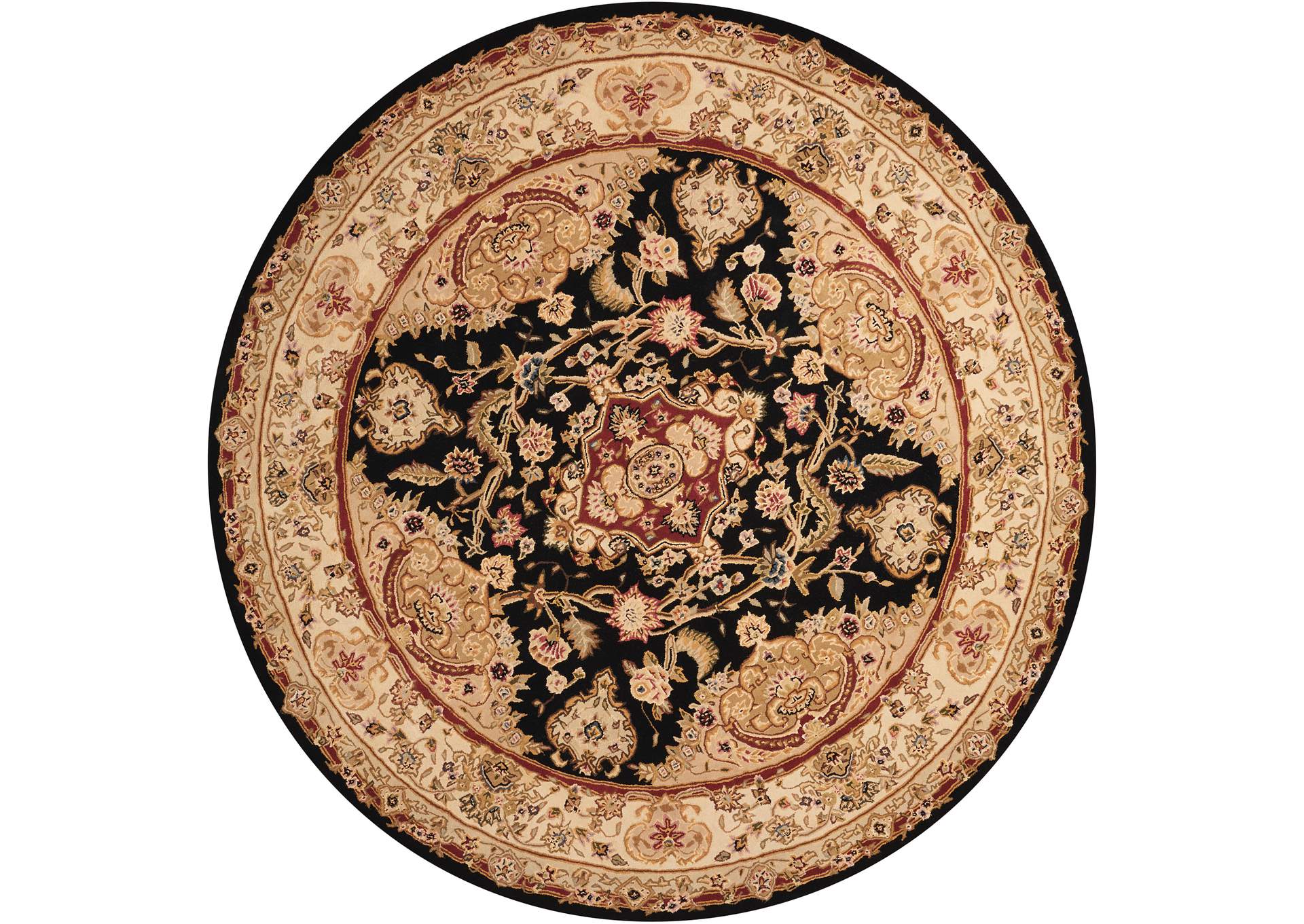 Nourison 2000 2028 Black 6' Round Area Rug,Nourison
