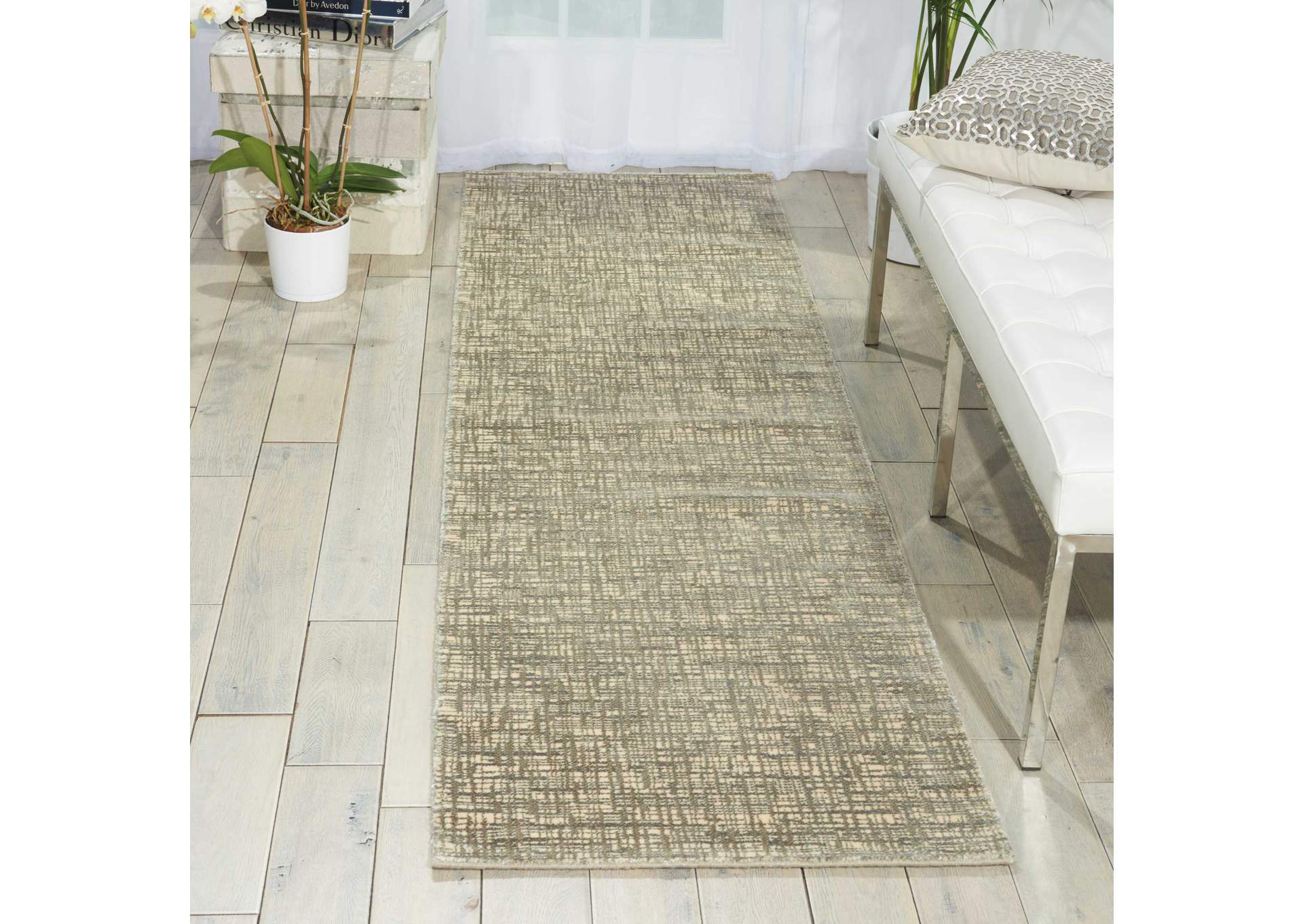 Nourison Starlight STA02 Grey 8' Runner Hallway Rug,Nourison