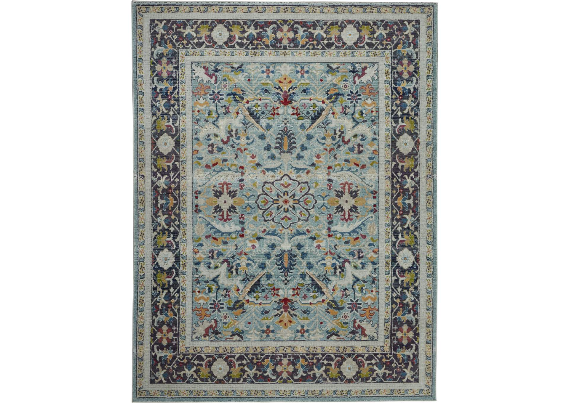 Nourison Ankara Global ANR14 Light Blue Multicolor 8'x10' Large Textured Rug,Nourison