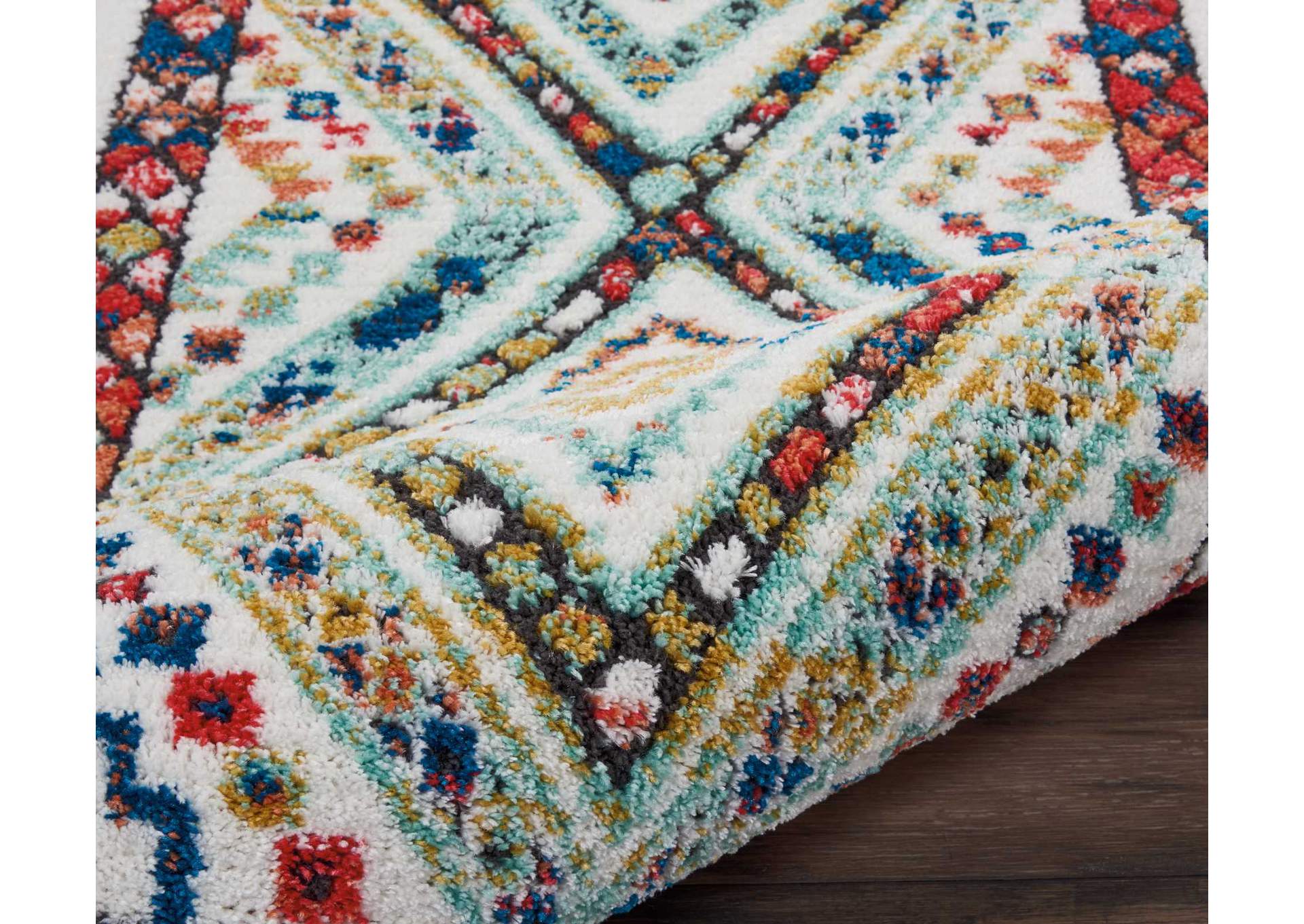 Nourison South Western NAV02 White Multicolor 8' Runner Hallway Rug,Nourison