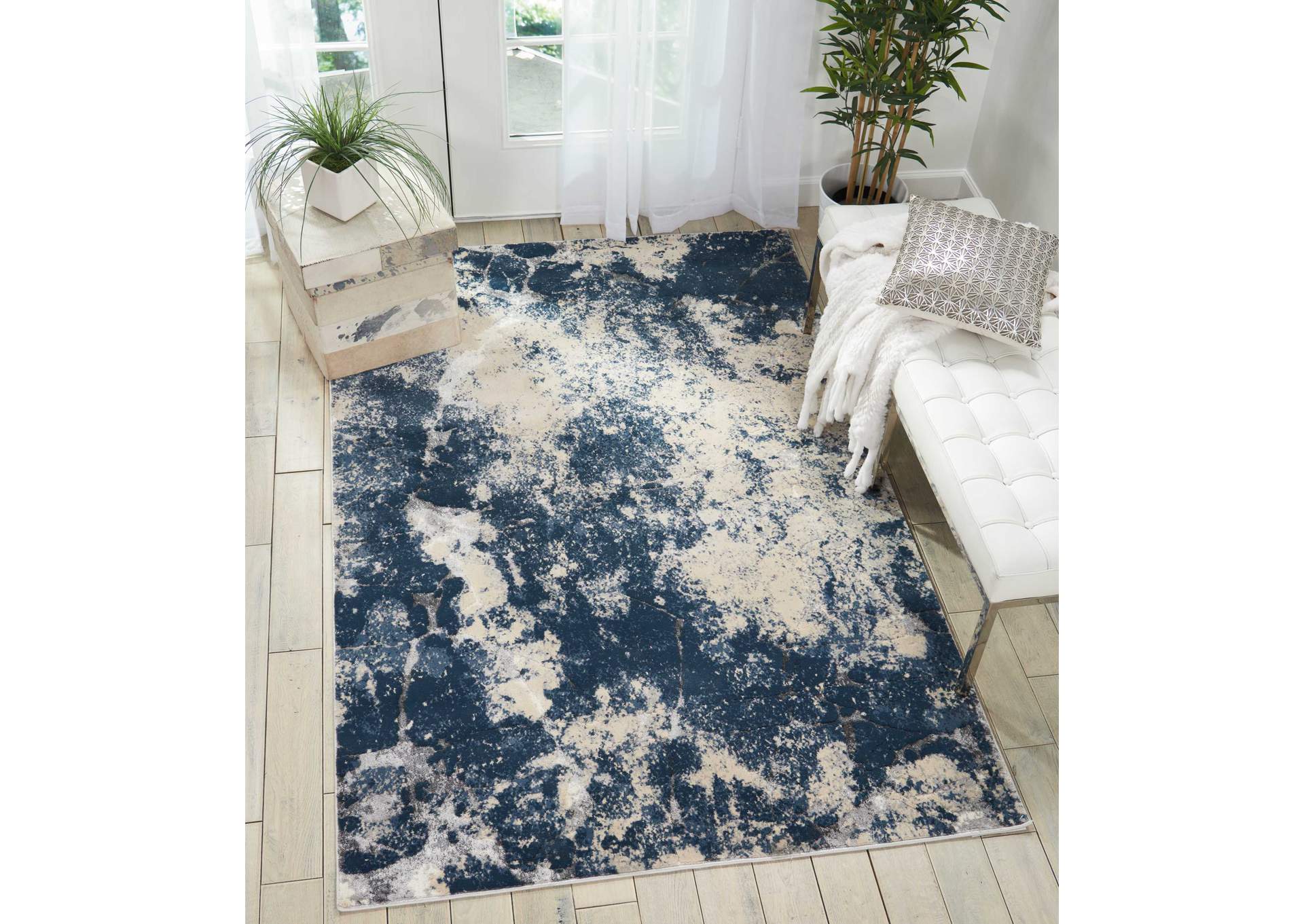 kathy ireland Home Heritage KI355 Beige and Blue 9'x13' Oversized Rug,Nourison