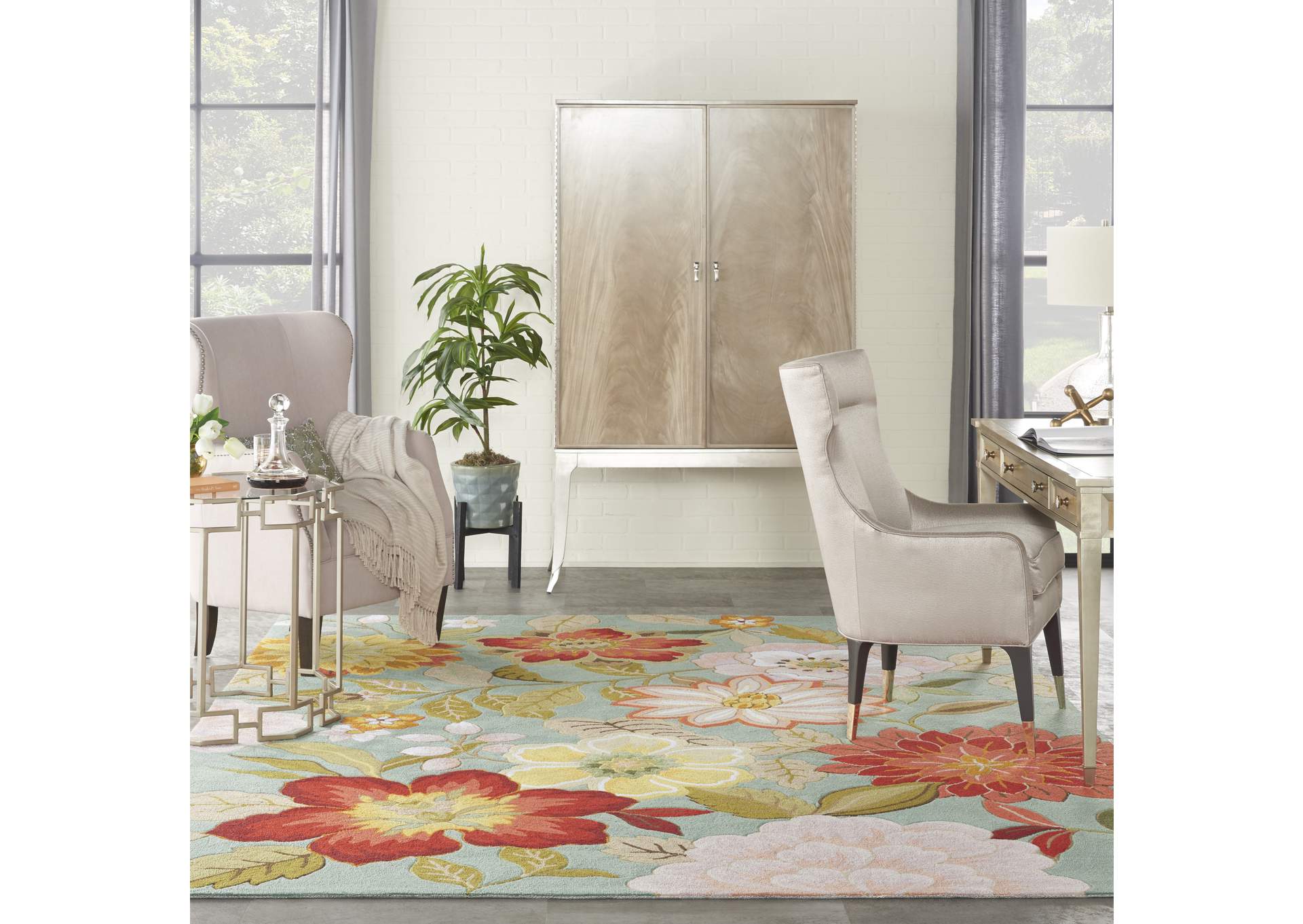 Nourison Fantasy FA18 Blue 8'x11' Rug,Nourison