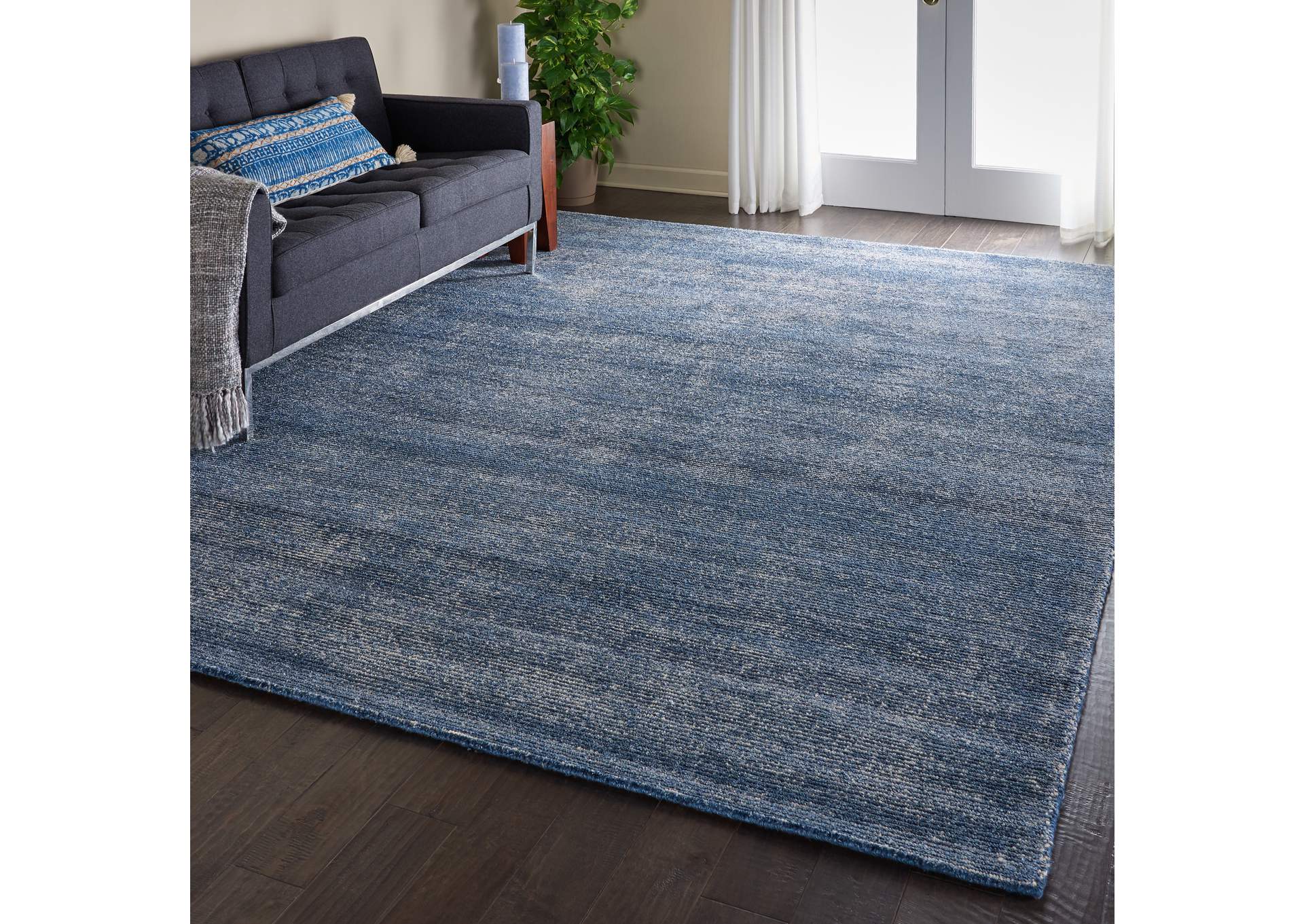 Nourison Weston WES01 Blue 8'x11' Oversized Textured Rug,Nourison