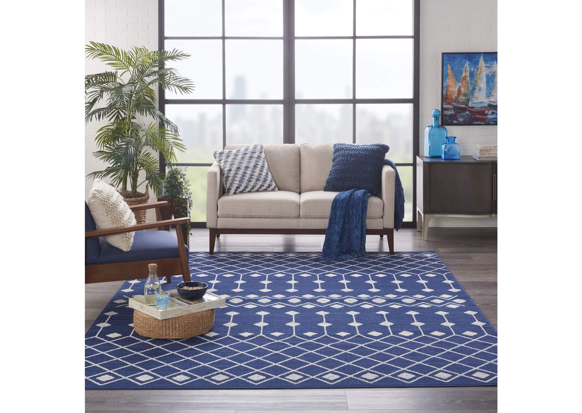 Nourison Grafix 8'x10' Navy Area Rug,Nourison